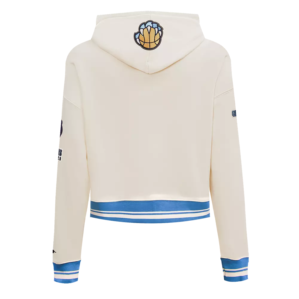 Pro Standard Women's Memphis Grizzlies Retro Classic Cropped Hoodie - Eggshell - EGGSHELL