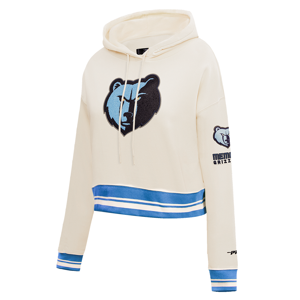 Pro Standard Women's Memphis Grizzlies Retro Classic Cropped Hoodie - Eggshell - EGGSHELL Thumbnail View 3