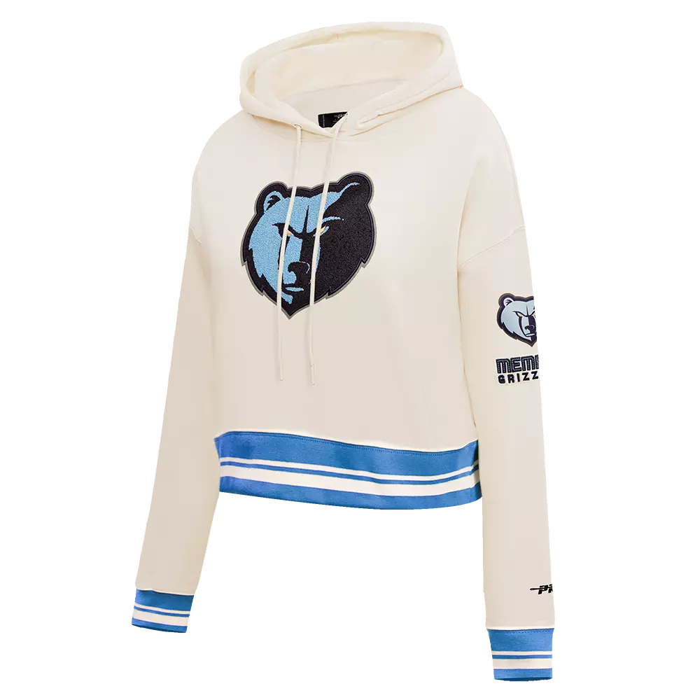 Pro Standard Women's Memphis Grizzlies Retro Classic Cropped Hoodie - Eggshell - EGGSHELL