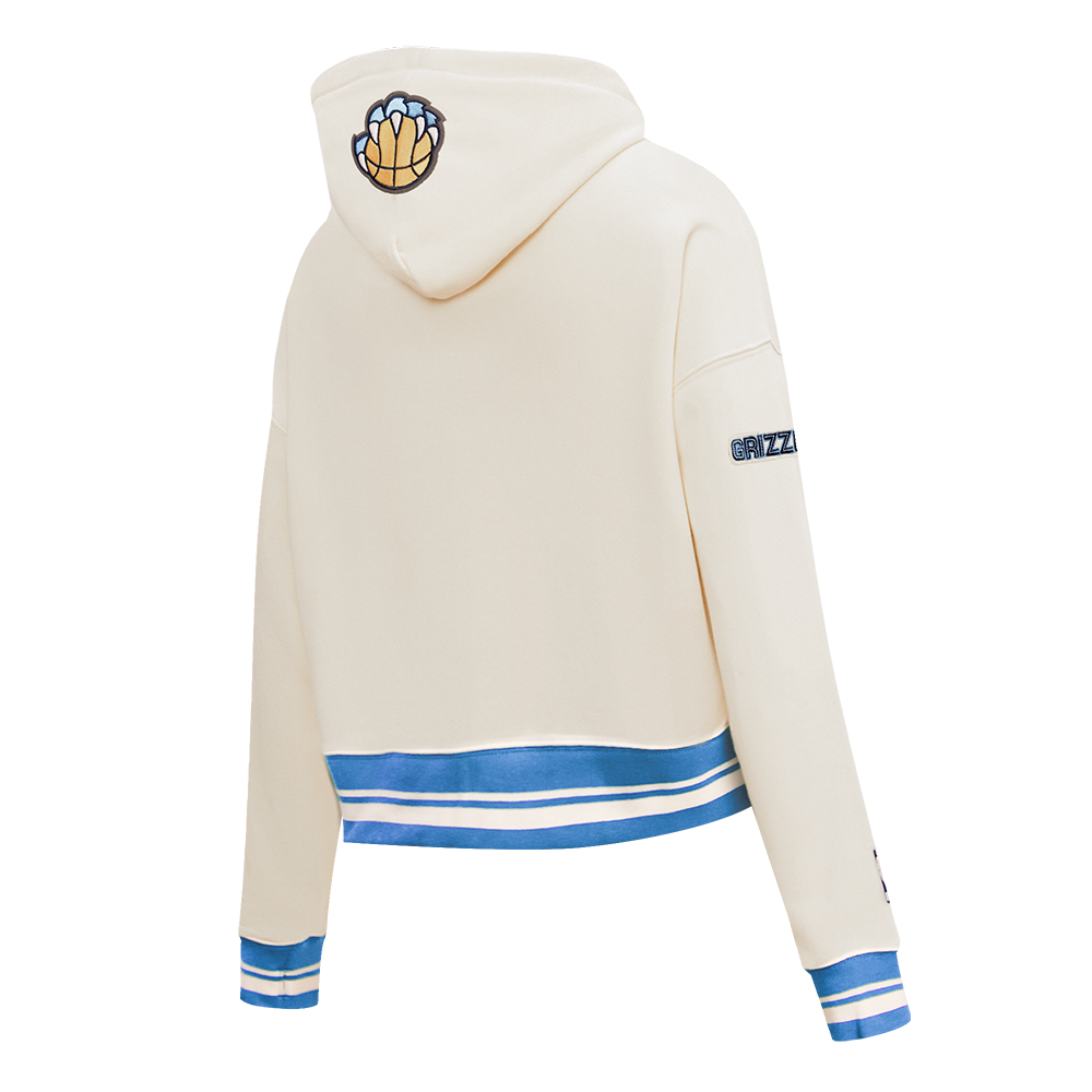 Pro Standard Women's Memphis Grizzlies Retro Classic Cropped Hoodie - Eggshell - EGGSHELL Thumbnail View 4