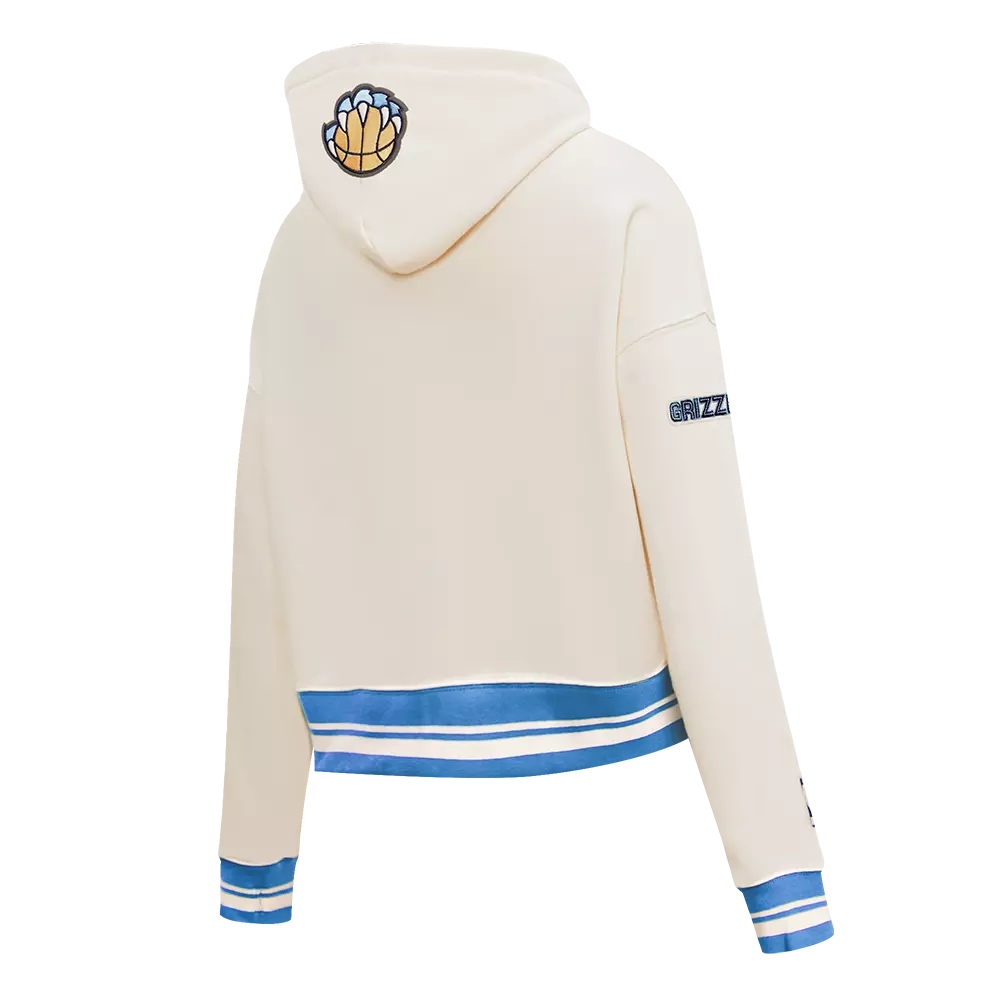 Pro Standard Women's Memphis Grizzlies Retro Classic Cropped Hoodie - Eggshell - EGGSHELL