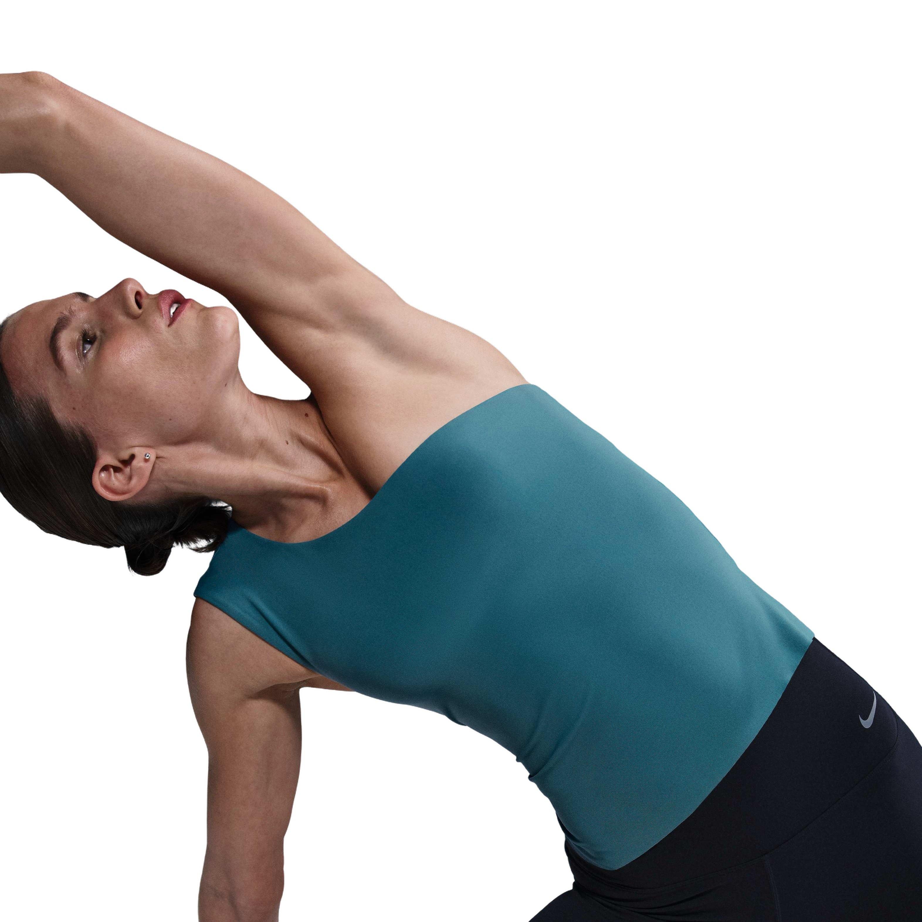 Nike Women's Zenvy Dri-FIT Asymmetrical Tank Top - TEAL Thumbnail View 3