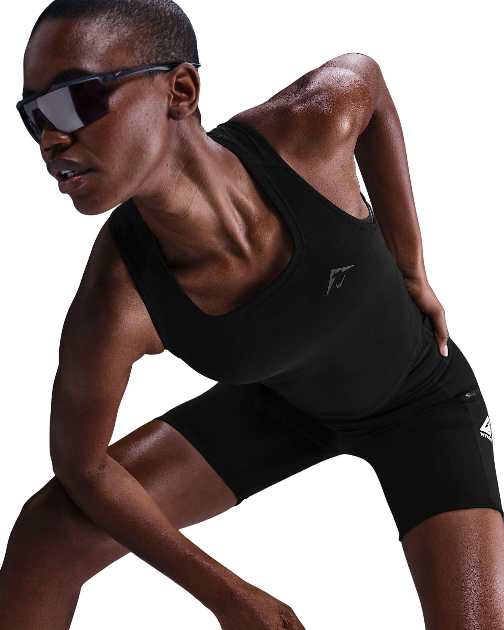 Nike Women's Trail Dri-FIT Running Tank Top -Black - BLACK Thumbnail View 3