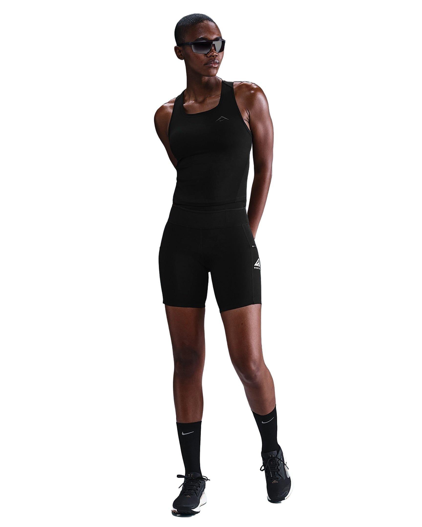 Nike Women's Trail Dri-FIT Running Tank Top -Black - BLACK Thumbnail View 4