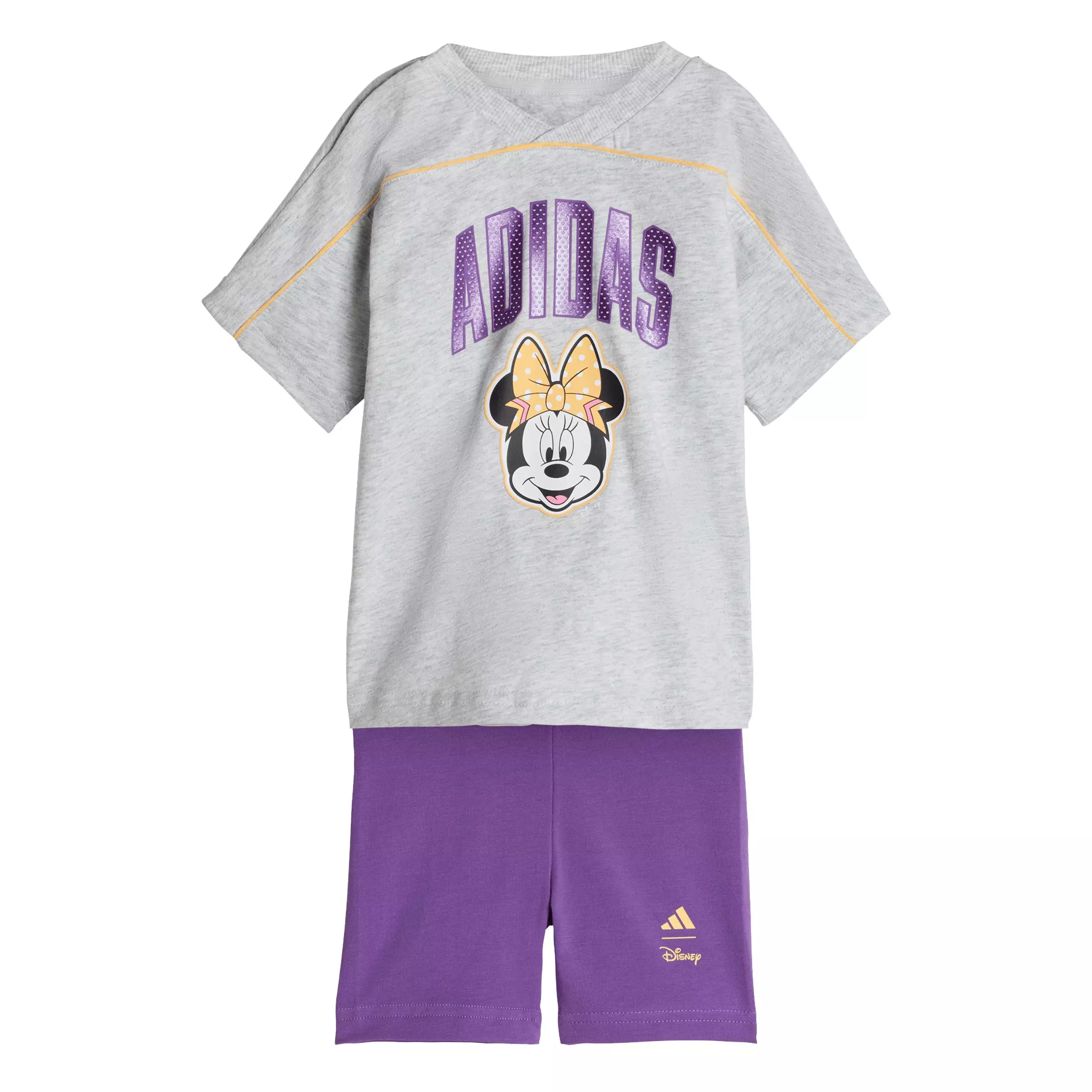adidas Infant Girls' Disney Minnie Mouse T-Shirt and Short Set - Grey/Purple - GREY/PURPLE