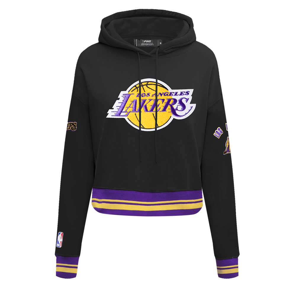 Pro Standard Women's Los Angeles Lakers Retro Classic Cropped Hoodie - Black/Purple - BLACK/PURPLE Thumbnail View 1