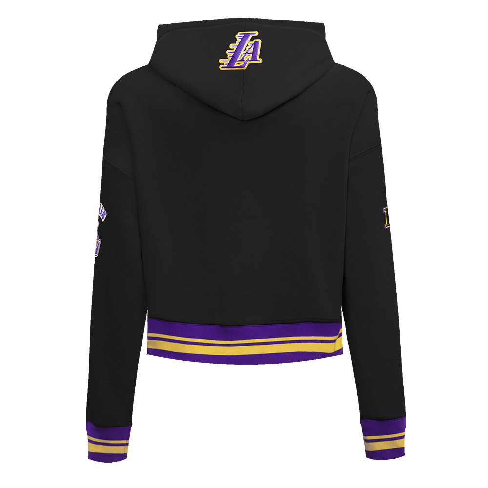 Pro Standard Women's Los Angeles Lakers Retro Classic Cropped Hoodie - Black/Purple - BLACK/PURPLE Thumbnail View 2
