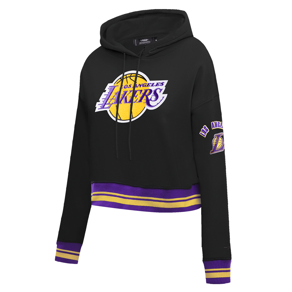 Pro Standard Women's Los Angeles Lakers Retro Classic Cropped Hoodie - Black/Purple - BLACK/PURPLE Thumbnail View 3