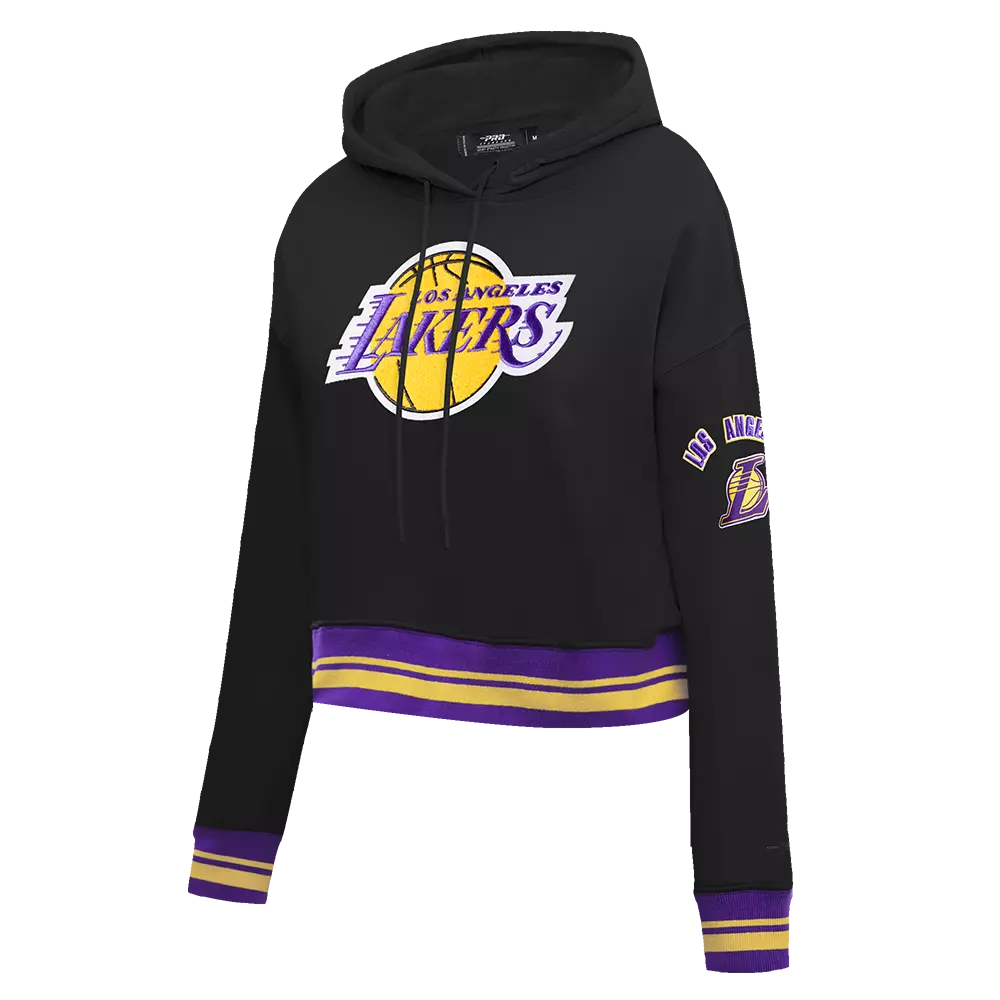 Pro Standard Women's Los Angeles Lakers Retro Classic Cropped Hoodie - Black/Purple - BLACK/PURPLE