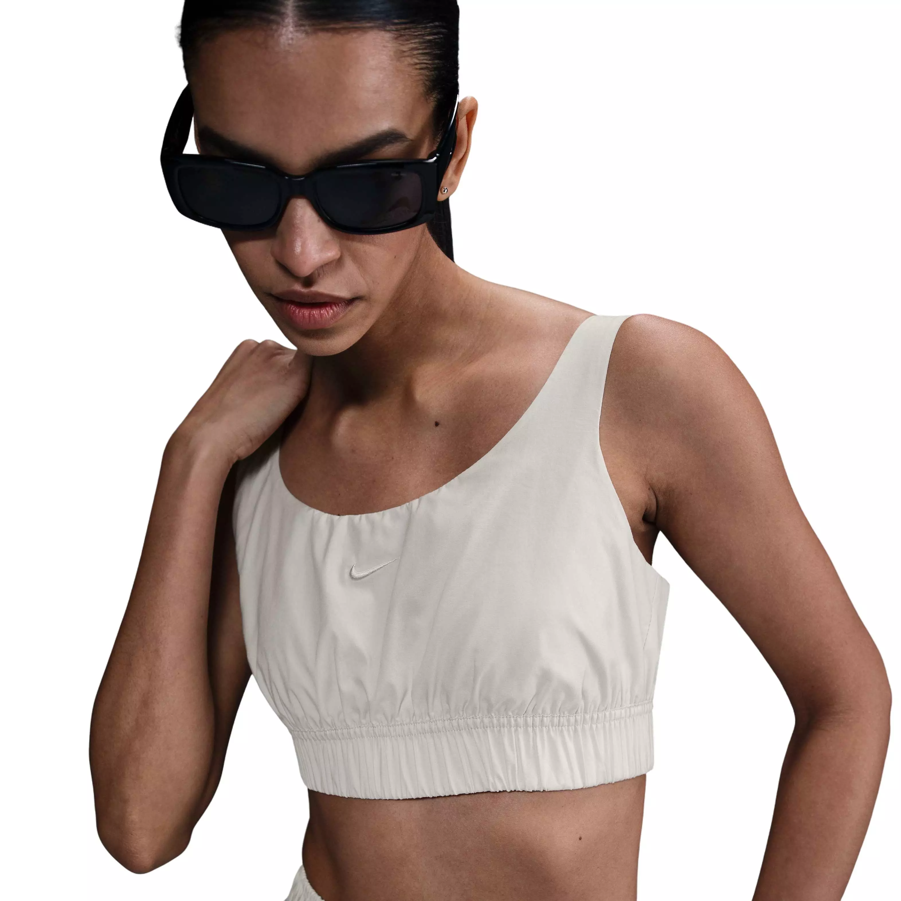 Nike Women's Sportswear Chill Poplin Sports Crop Tank - BROWN