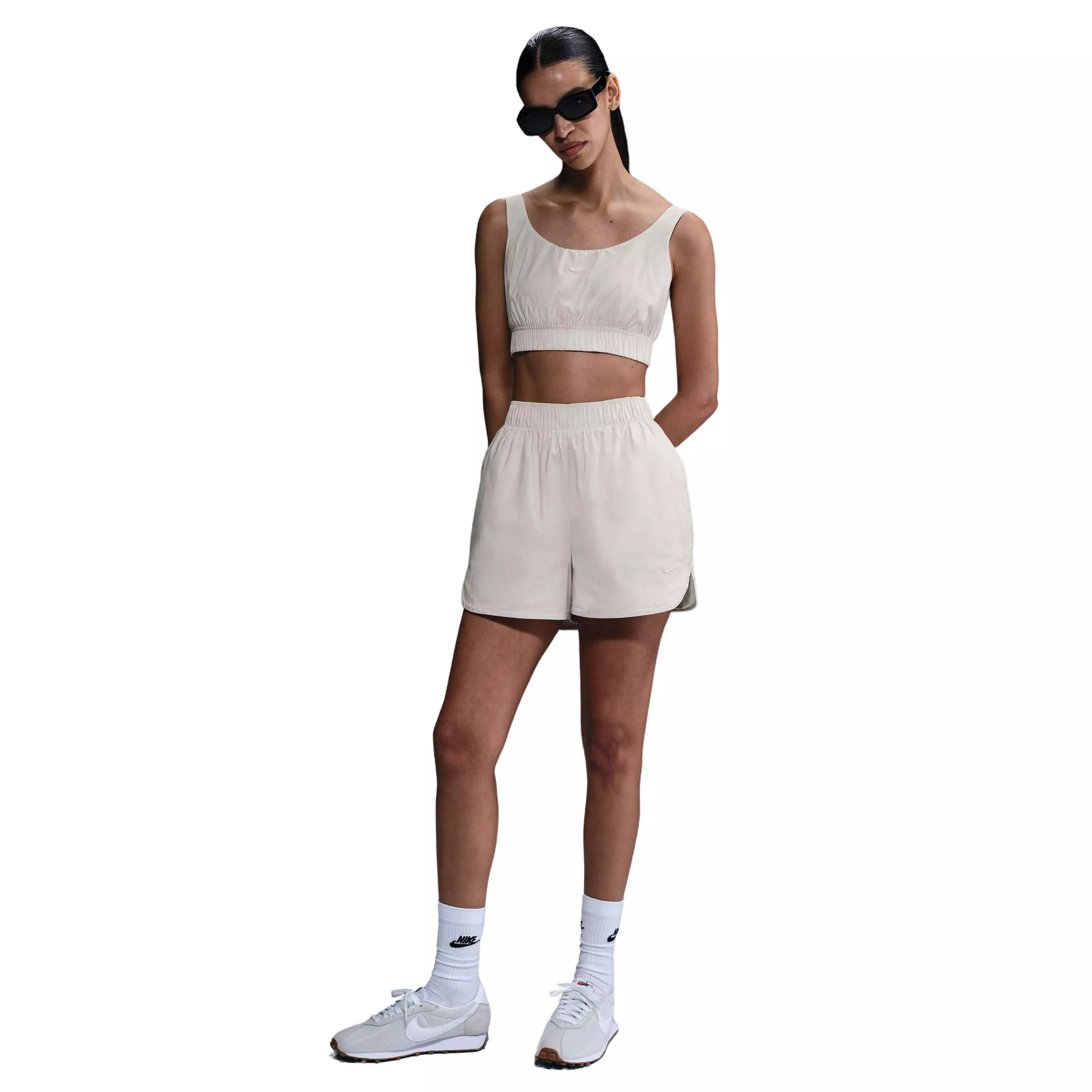 Nike Women's Sportswear Chill Poplin Sports Crop Tank - BROWN