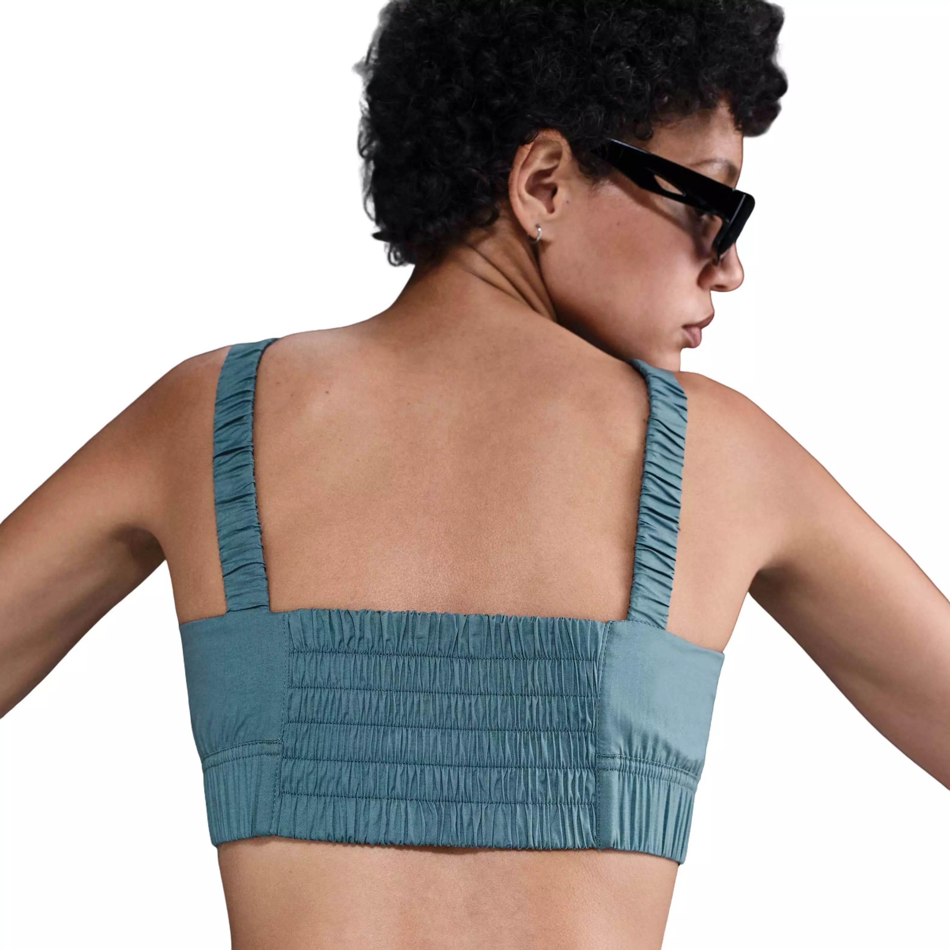 Nike Women's Sportswear Chill Poplin Sports Crop Tank - BLUE