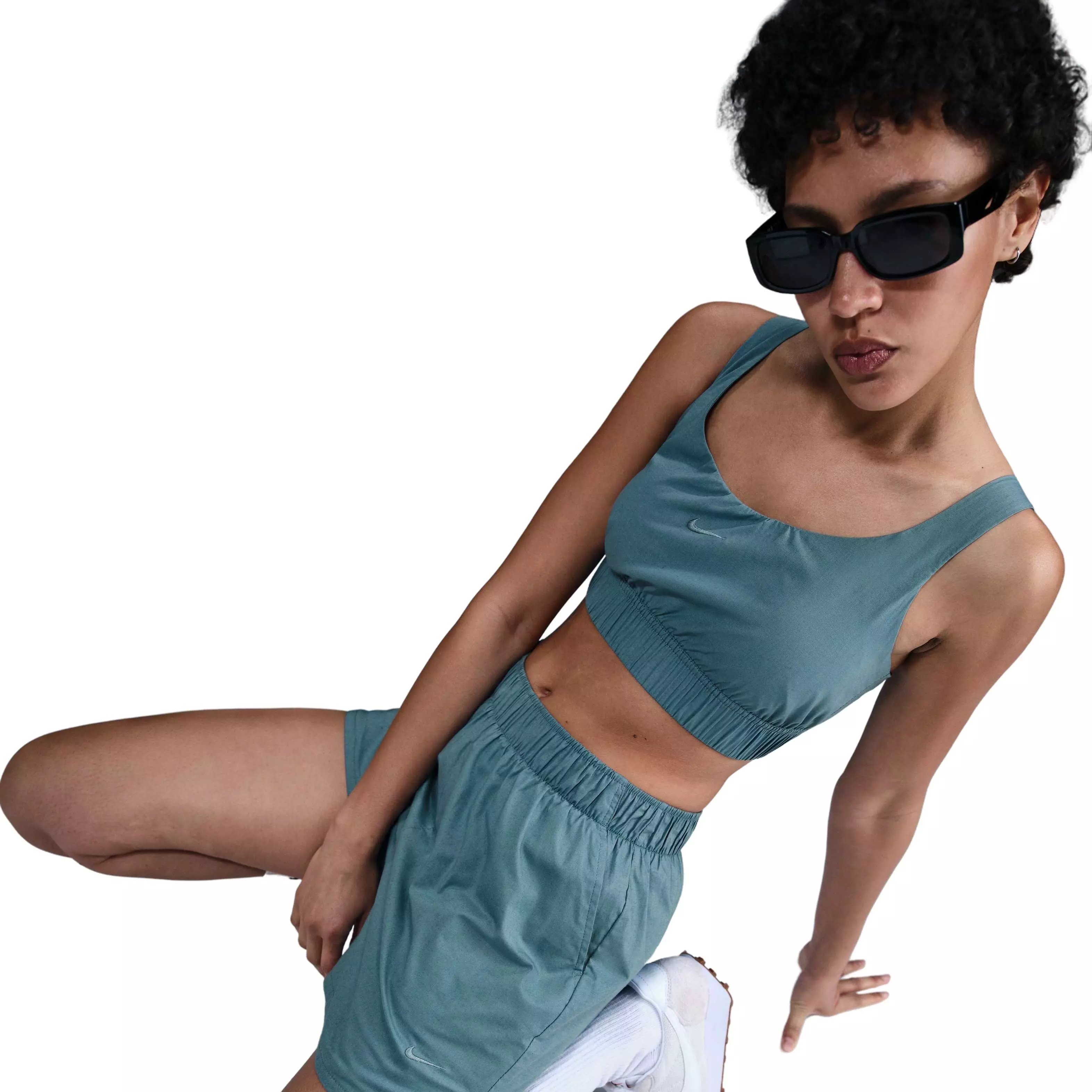 Nike Women's Sportswear Chill Poplin Sports Crop Tank - BLUE