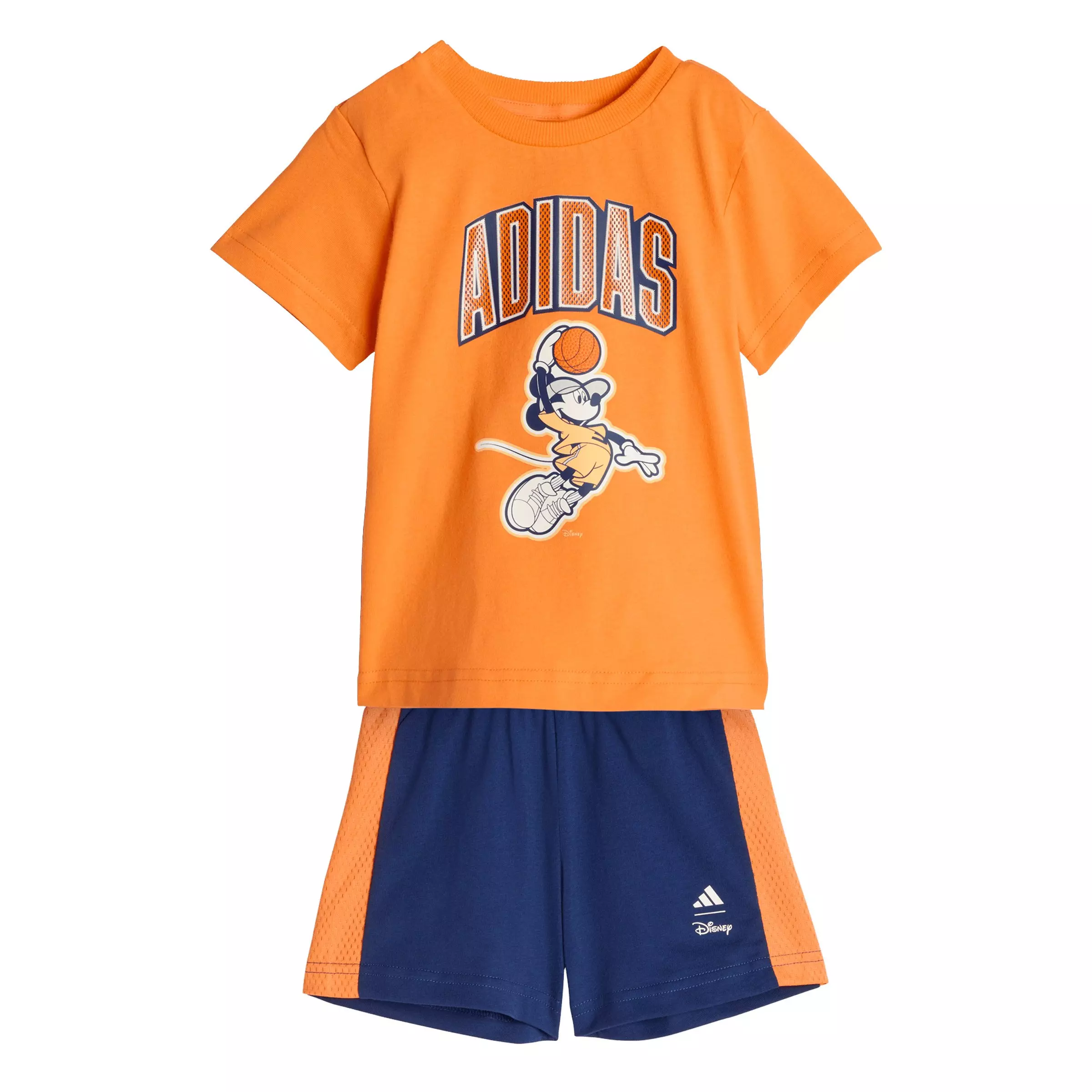 adidas Infant Kids' Disney Mickey Mouse T-Shirt and Shorts Set - Orange/Blue - ORANGE/BLUE