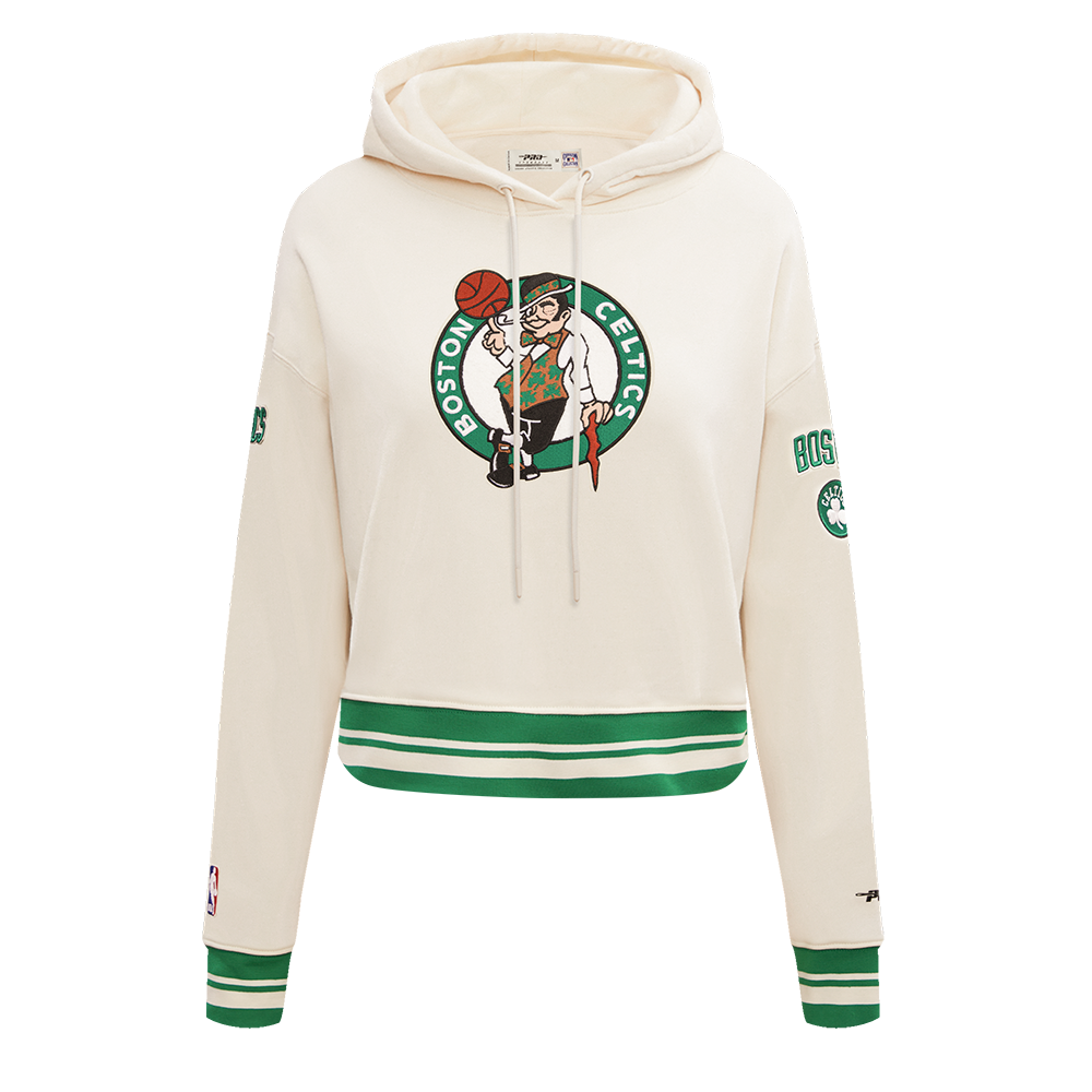 Pro Standard Women's Boston Celtics Retro Classic Cropped Hoodie - Eggshell - EGGSHELL Thumbnail View 1