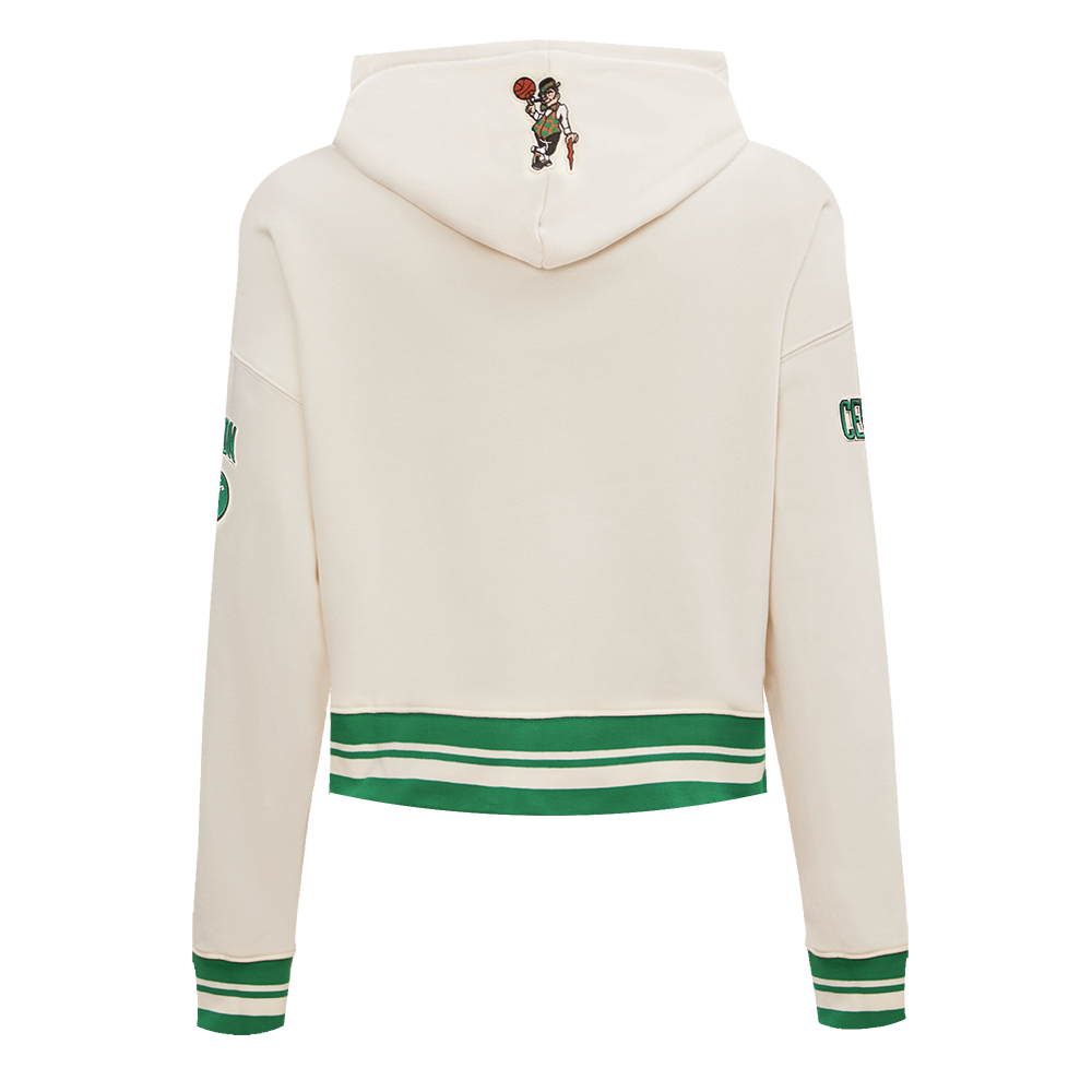 Pro Standard Women's Boston Celtics Retro Classic Cropped Hoodie - Eggshell - EGGSHELL Thumbnail View 2