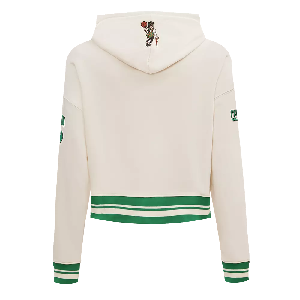 Pro Standard Women's Boston Celtics Retro Classic Cropped Hoodie - Eggshell - EGGSHELL