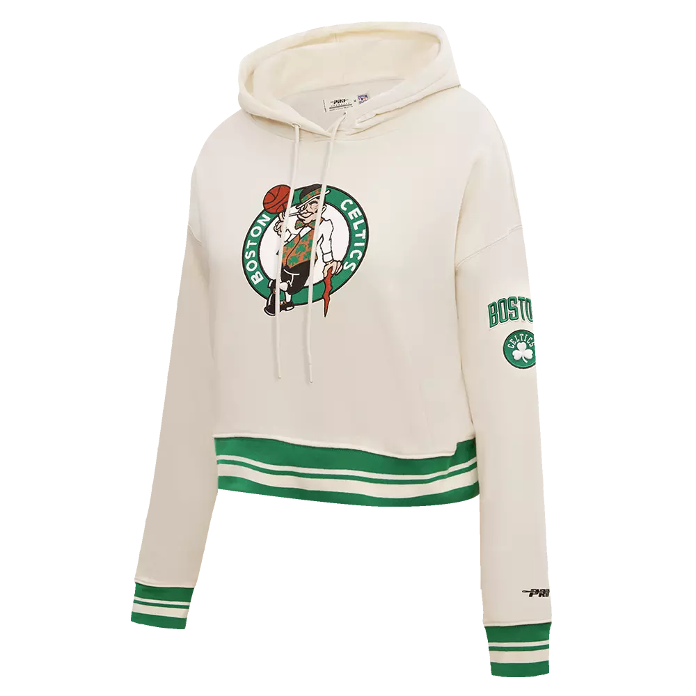 Pro Standard Women's Boston Celtics Retro Classic Cropped Hoodie - Eggshell - EGGSHELL