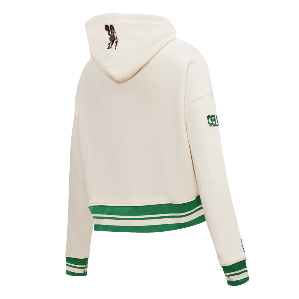 Pro Standard Women's Boston Celtics Retro Classic Cropped Hoodie - Eggshell - EGGSHELL Thumbnail View 4