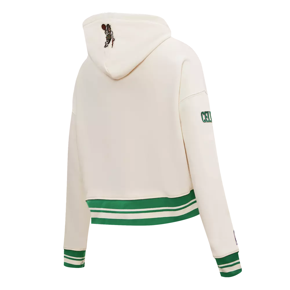 Pro Standard Women's Boston Celtics Retro Classic Cropped Hoodie - Eggshell - EGGSHELL