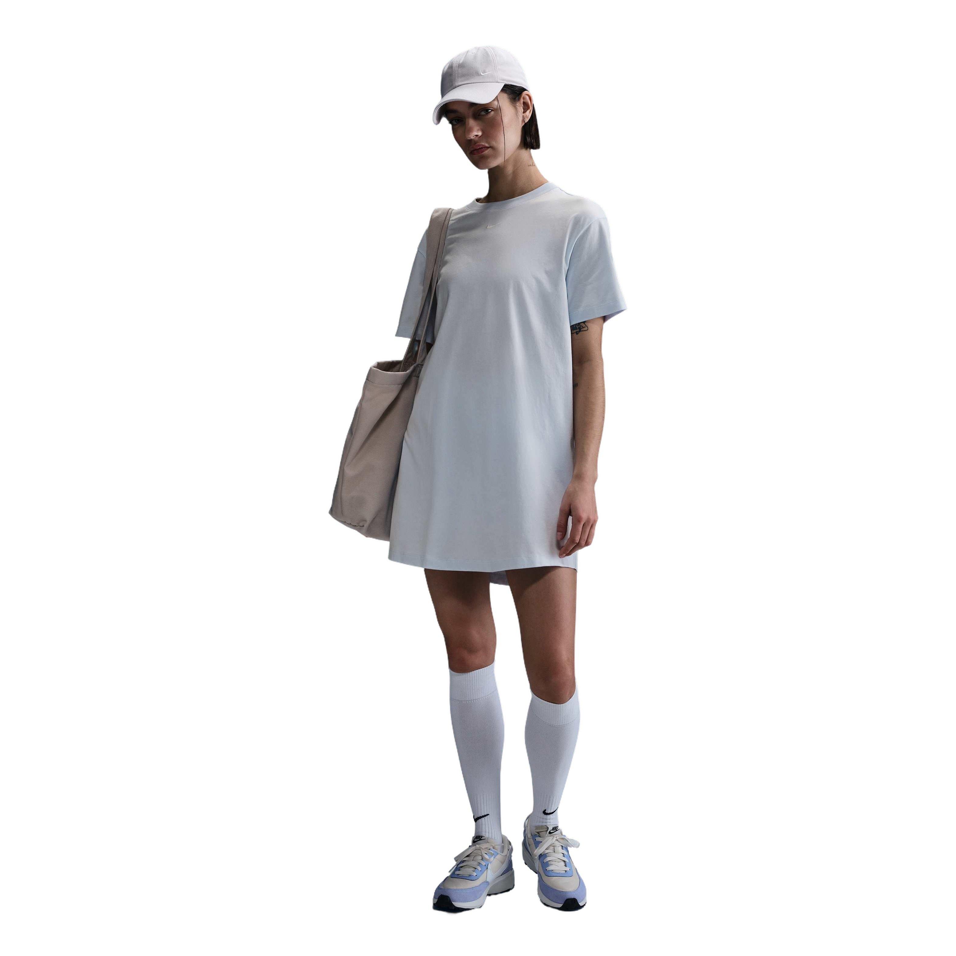 Nike Women's Sportswear Essentials Oversized Short Sleeve T-Shirt Dress - Blue - BLUE Thumbnail View 1