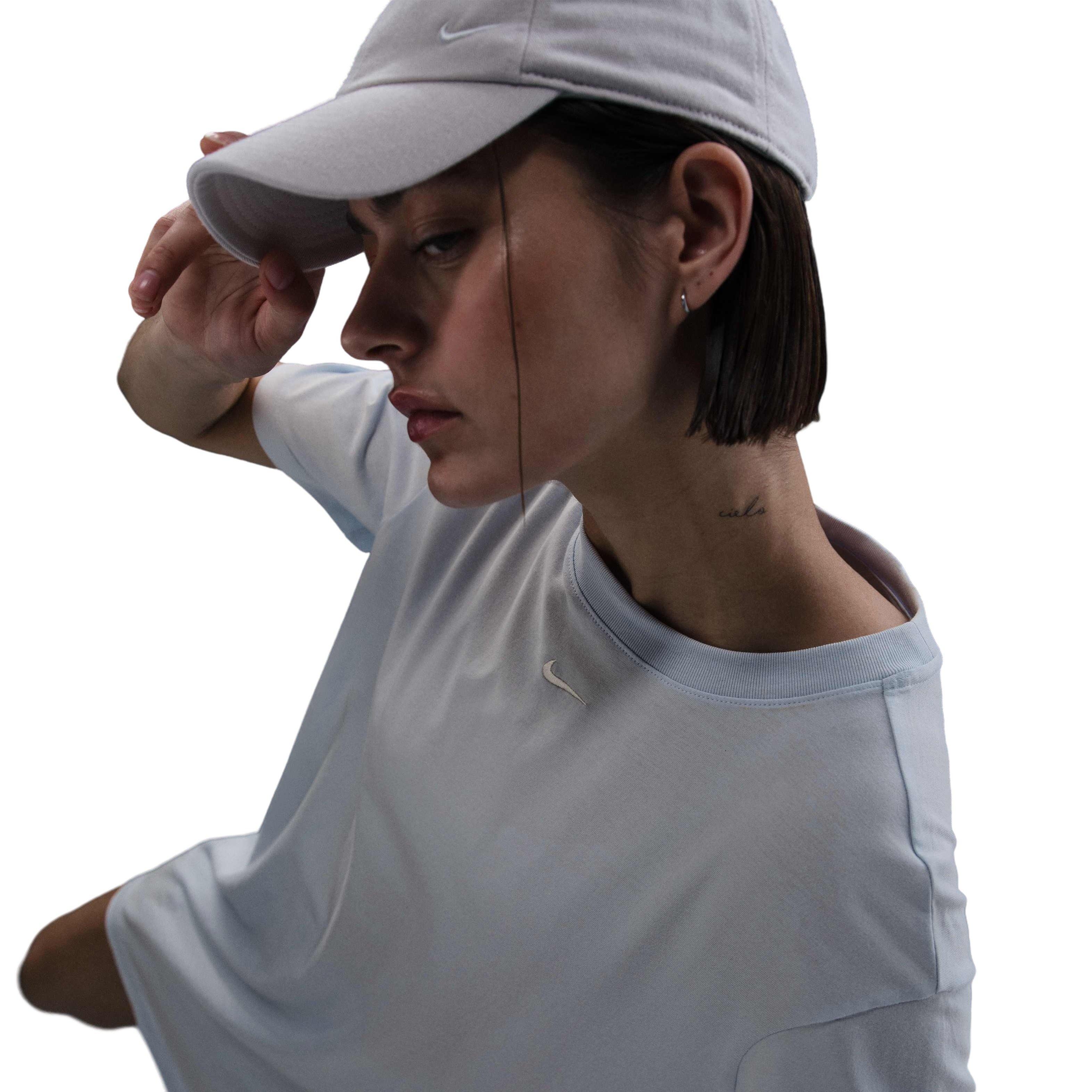 Nike Women's Sportswear Essentials Oversized Short Sleeve T-Shirt Dress -Blue - BLUE Thumbnail View 5