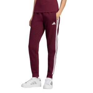 adidas Women's Essentials 3-Stripes Fleece Slim Pants - Maroon - MAROON