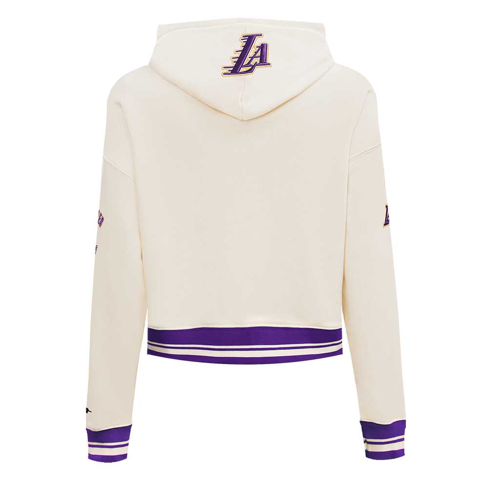 Pro Standard Women's Los Angeles Lakers Retro Classic Cropped Hoodie - Eggshell - EGGSHELL Thumbnail View 2