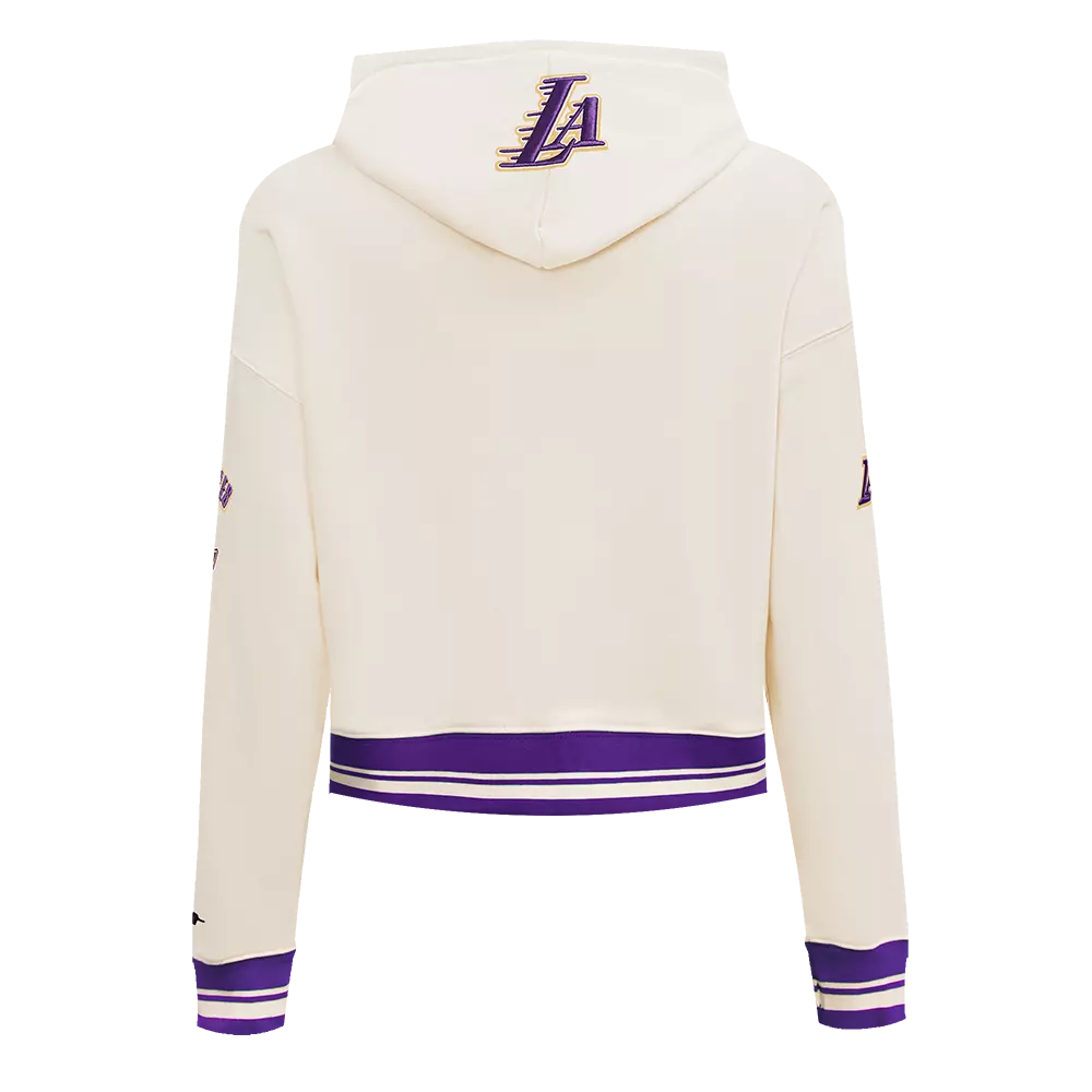 Pro Standard Women's Los Angeles Lakers Retro Classic Cropped Hoodie - Eggshell - EGGSHELL