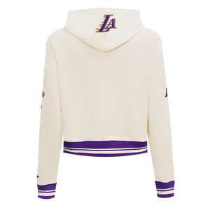 Pro Standard Women's Los Angeles Lakers Retro Classic Cropped Hoodie - Eggshell