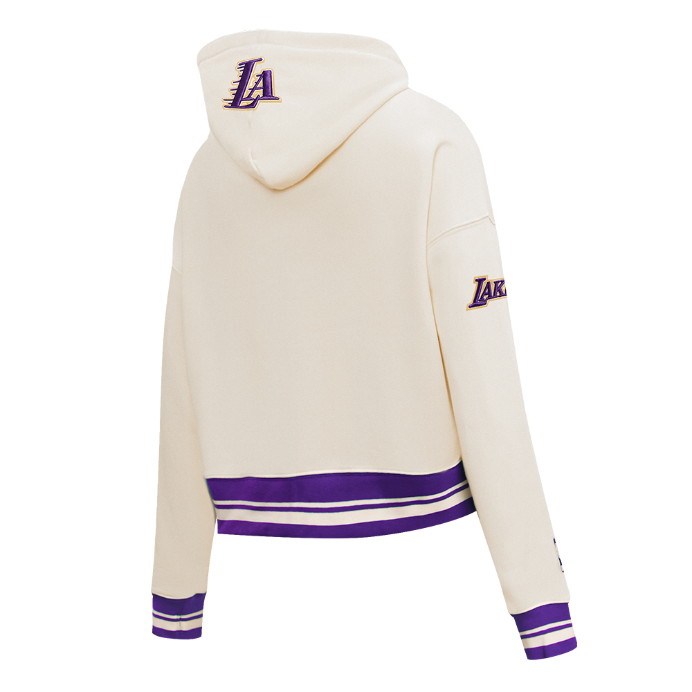 Pro Standard Women's Los Angeles Lakers Retro Classic Cropped Hoodie - Eggshell - EGGSHELL Thumbnail View 4