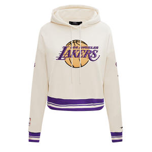 Pro Standard Women's Los Angeles Lakers Retro Classic Cropped Hoodie - Eggshell