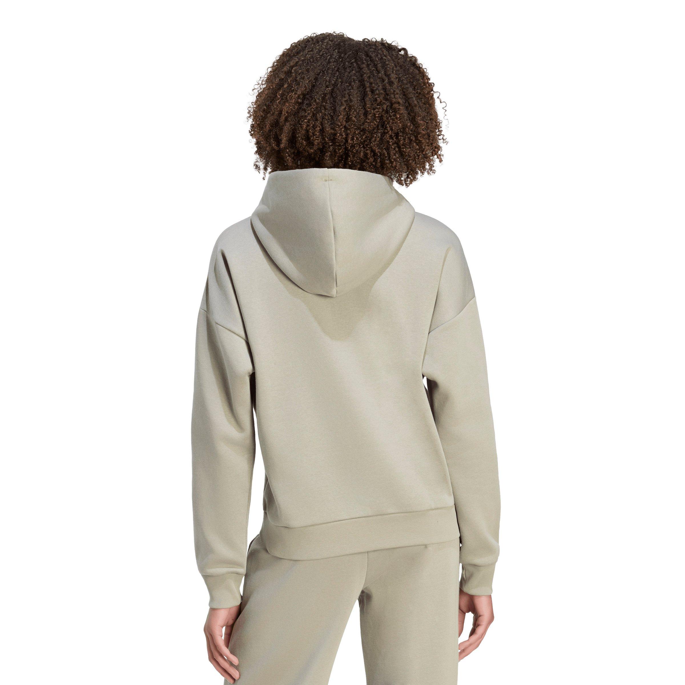 adidas Women's Essentials Small Logo Feel Cozy Hoodie - Silver Pebble - SILVER PEBBLE