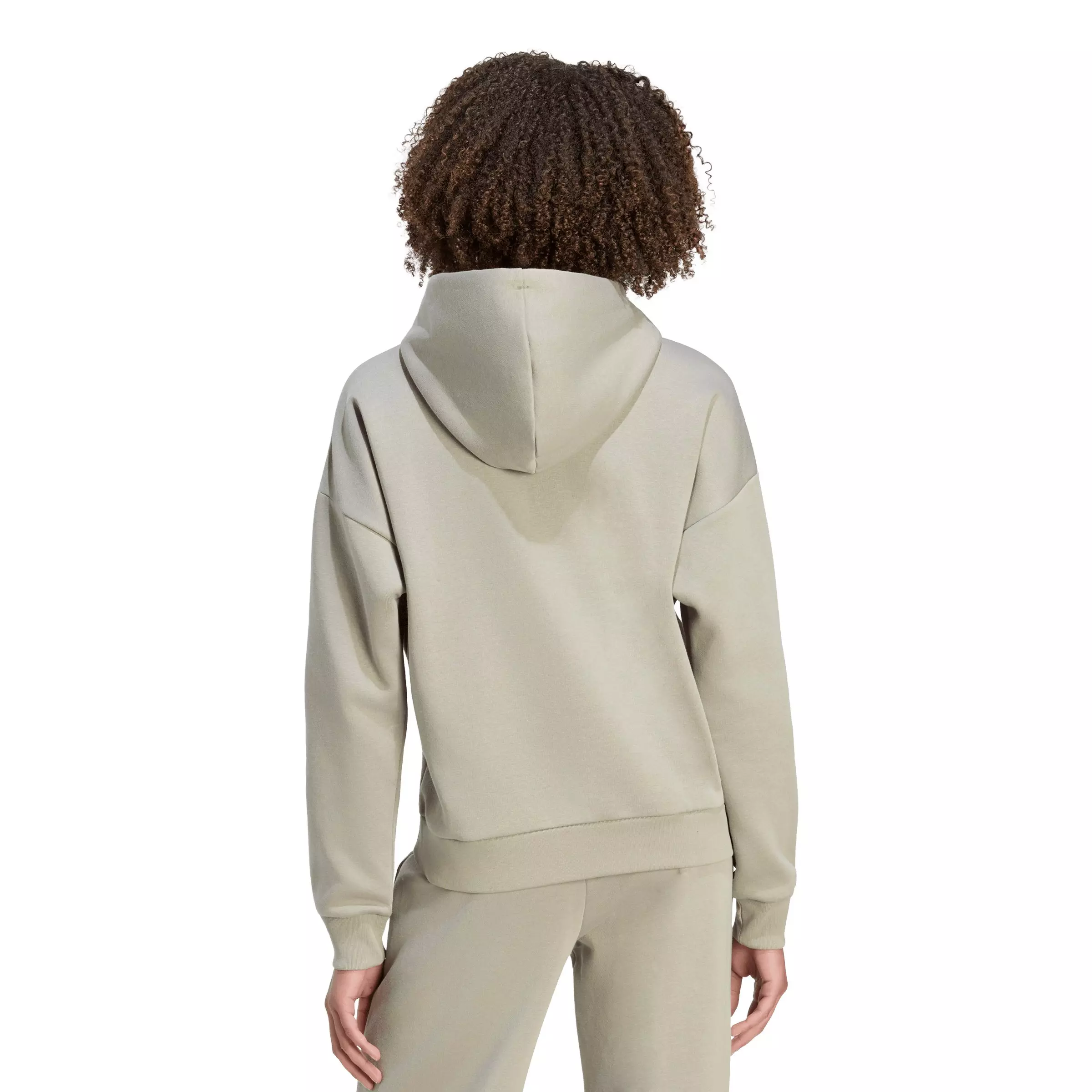 adidas Women's Essentials Small Logo Feel Cozy Hoodie - Silver Pebble - SILVER PEBBLE