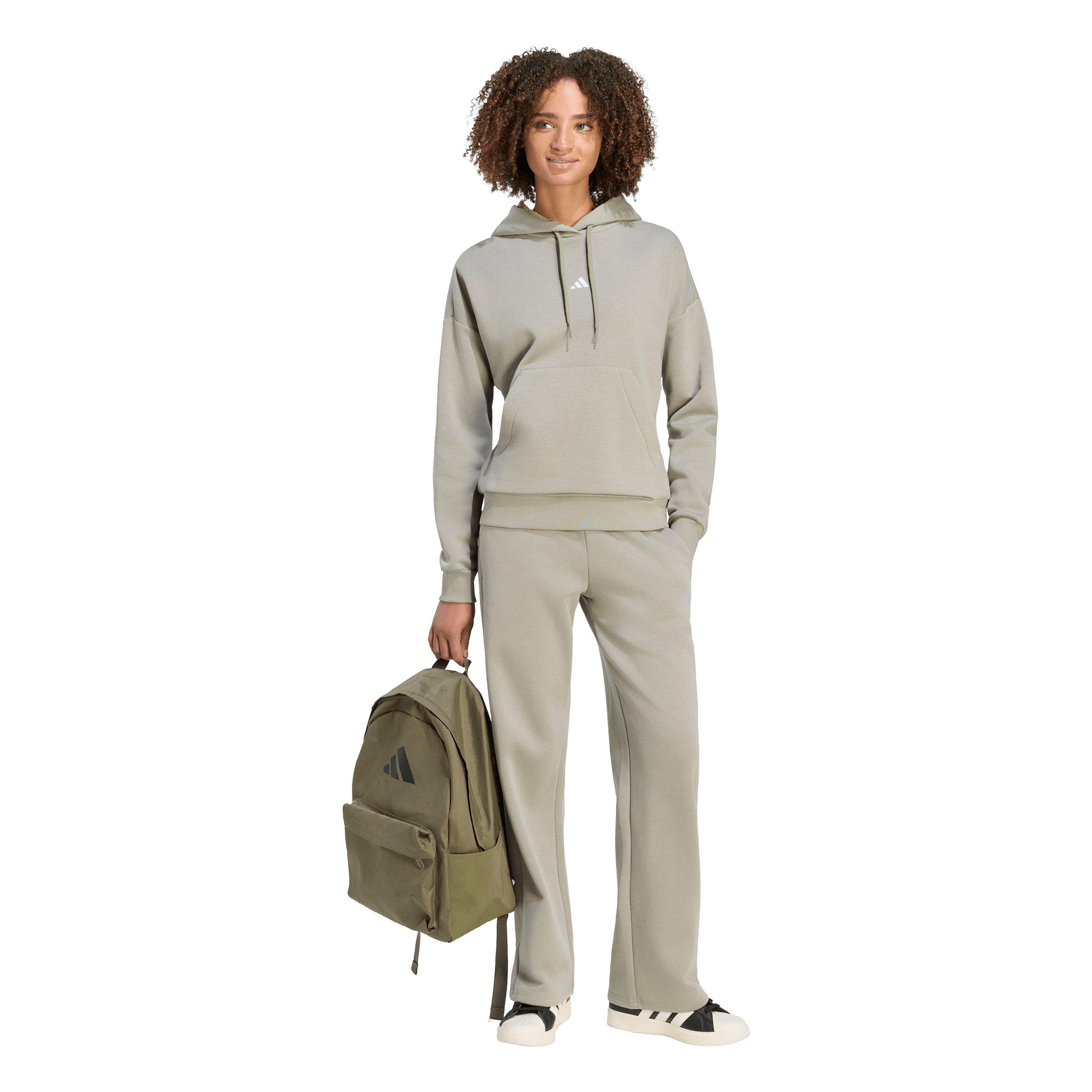 adidas Women's Essentials Small Logo Feel Cozy Hoodie - Silver Pebble - SILVER PEBBLE