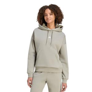 adidas Women's Essentials Small Logo Feel Cozy Hoodie - Silver Pebble - SILVER PEBBLE
