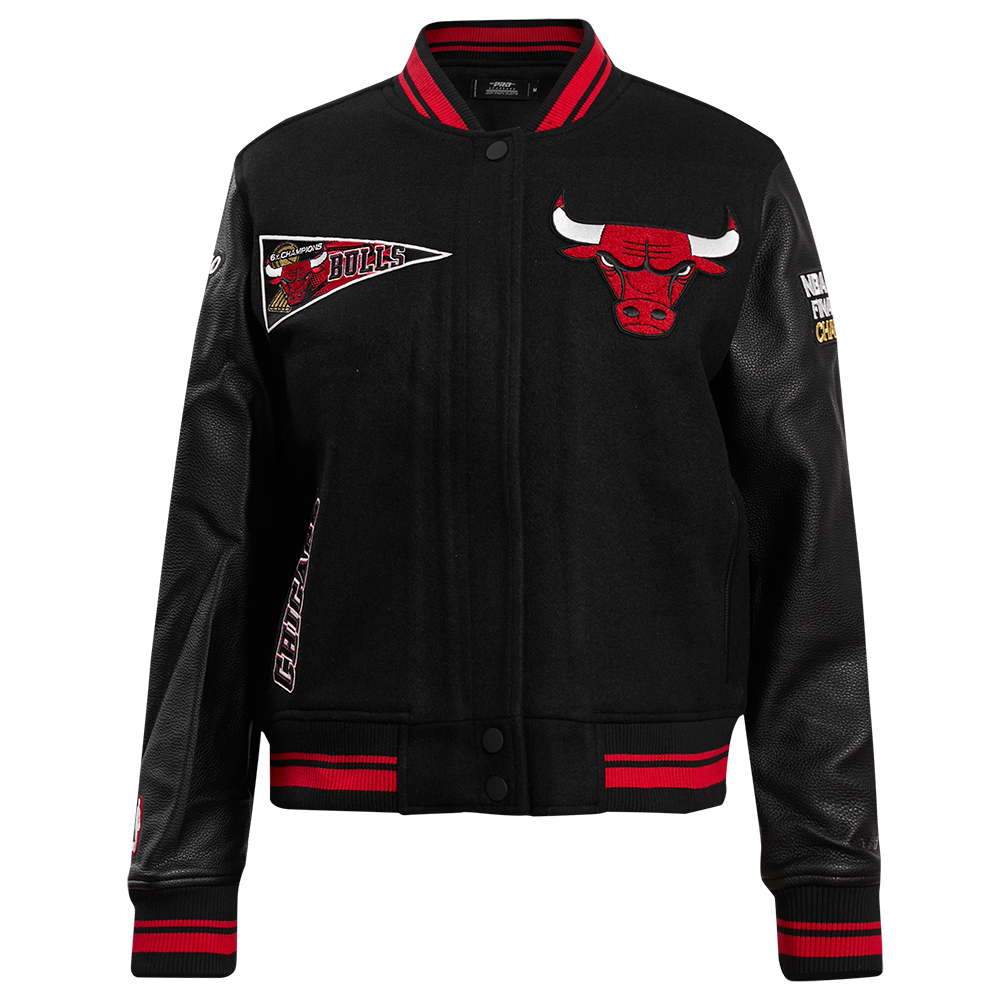 Pro Standard Women's Chicago Bulls Retro Classic Varsity Jacket - Black/Red - BLACK/RED Thumbnail View 1