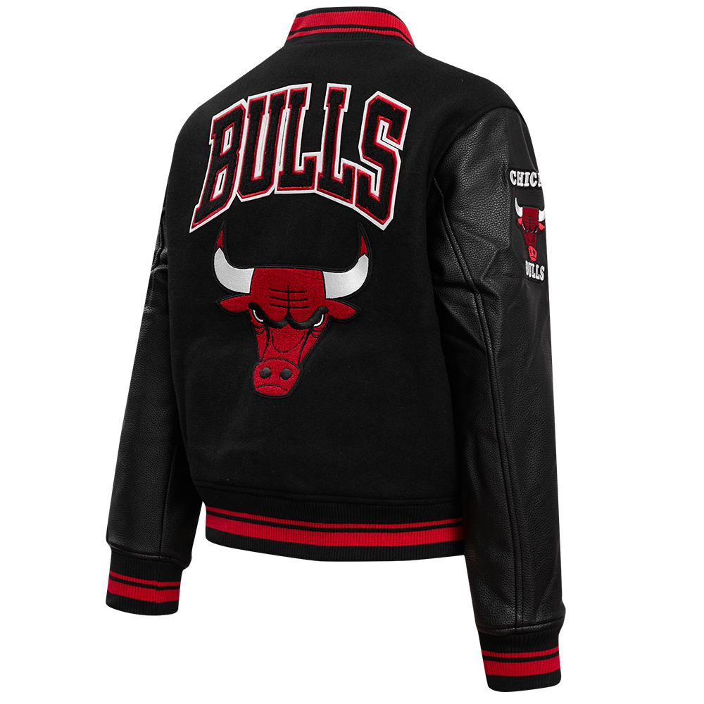 Pro Standard Women's Chicago Bulls Retro Classic Varsity Jacket - Black/Red - BLACK/RED Thumbnail View 4