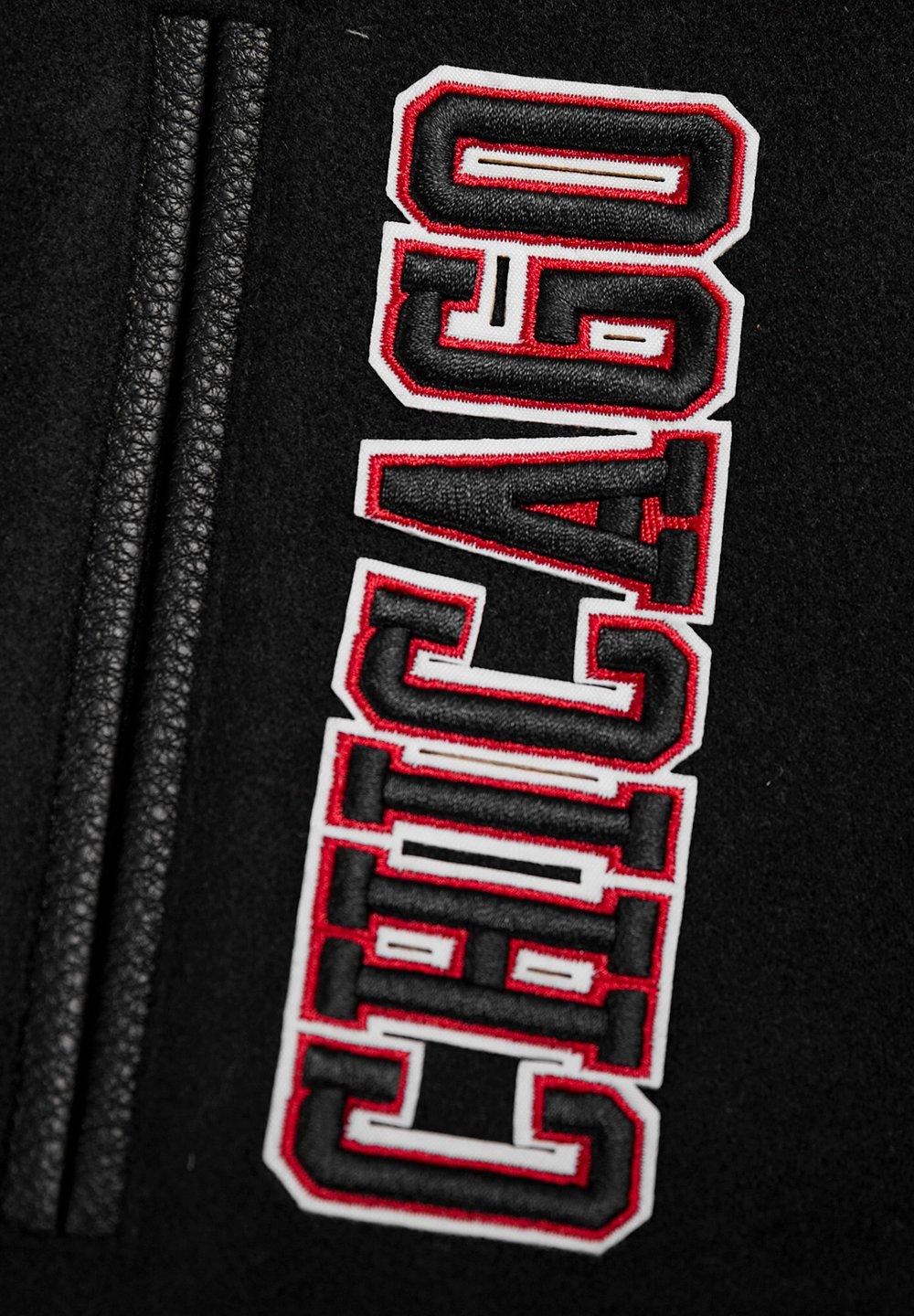 Pro Standard Women's Chicago Bulls Retro Classic Cuffed Varsity Jacket - Black/Red - BLACK/RED Thumbnail View 7