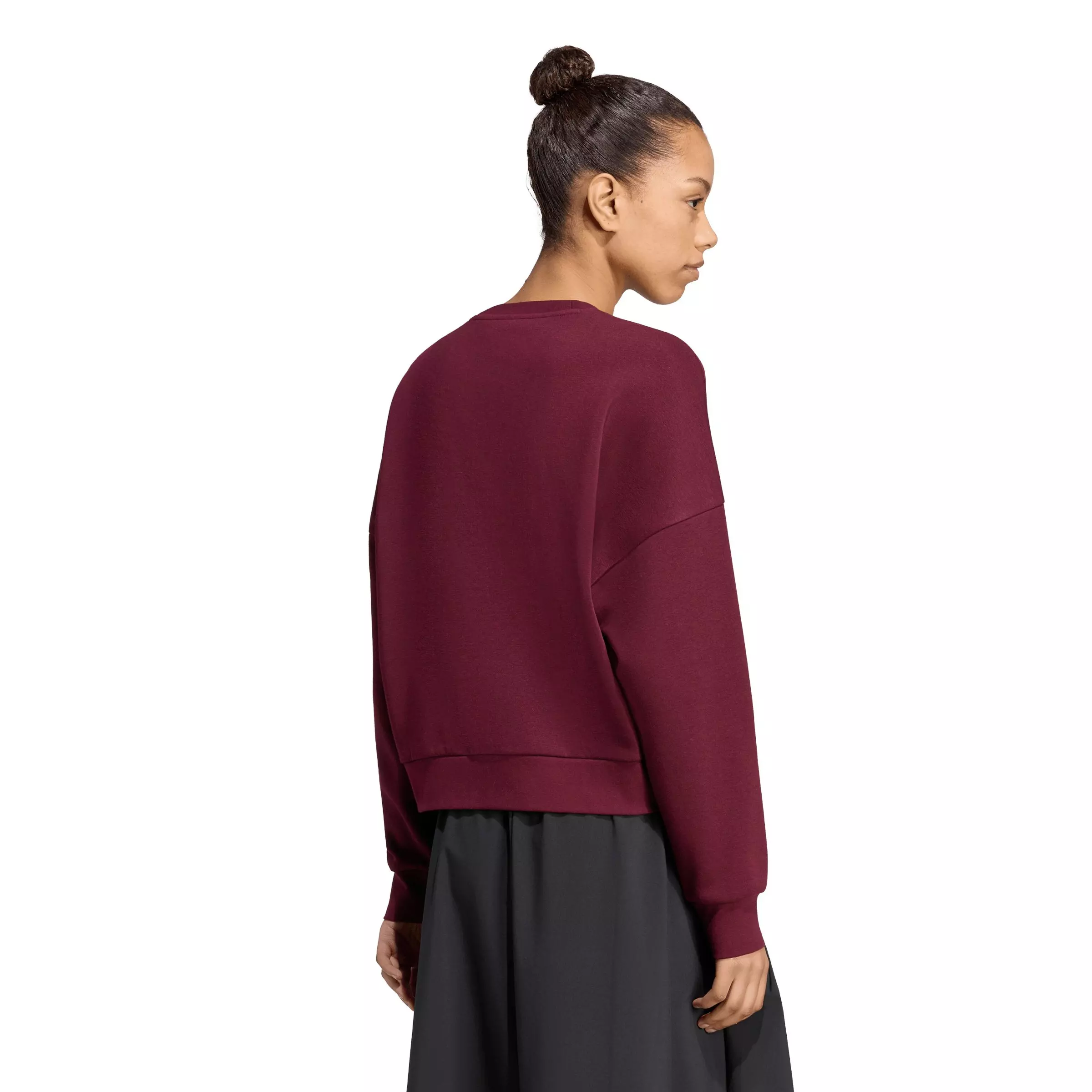 adidas Women's Essentials Small Logo Feelcozy Sweatshirt - Maroon - MAROON
