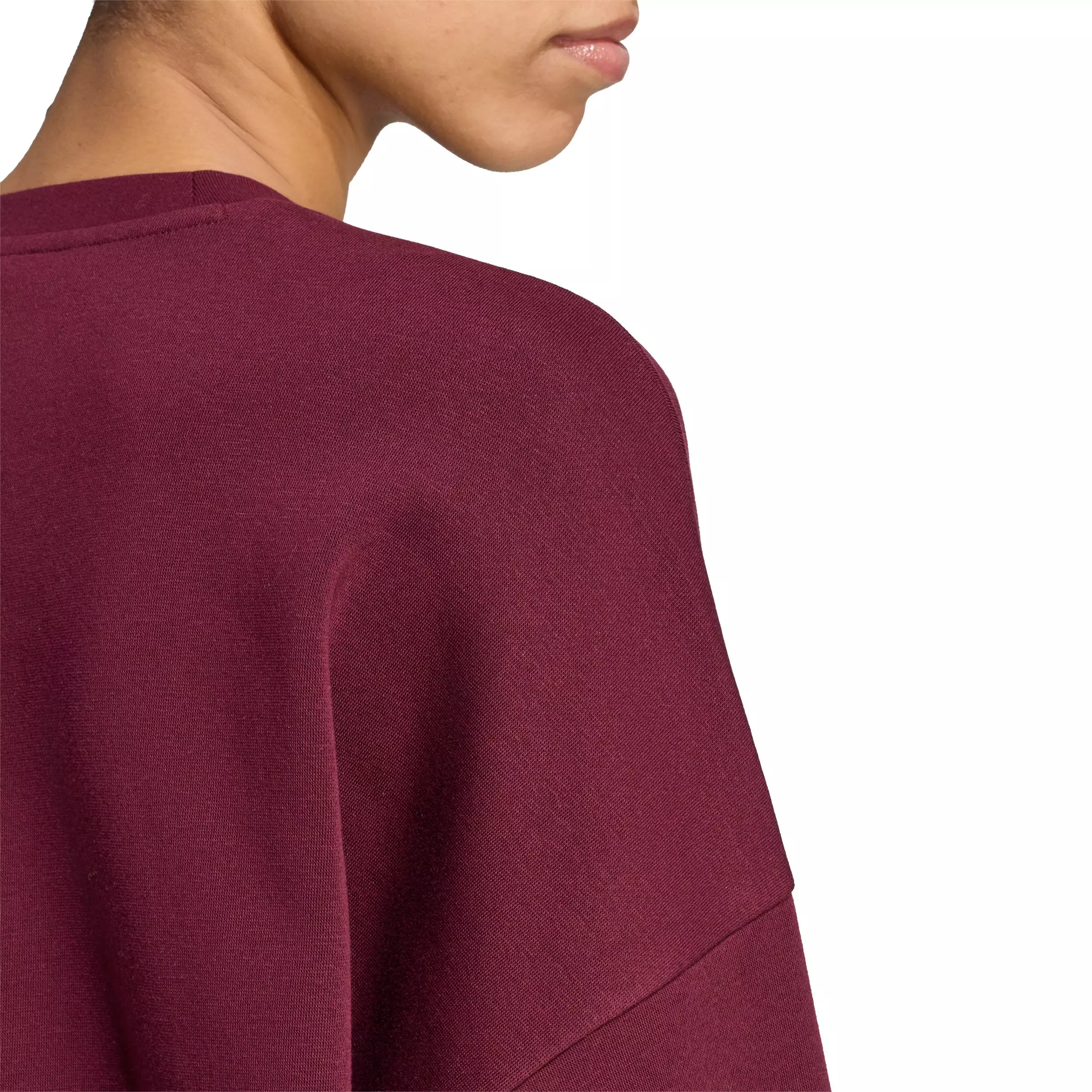 adidas Women's Essentials Small Logo Feelcozy Sweatshirt - Maroon - MAROON