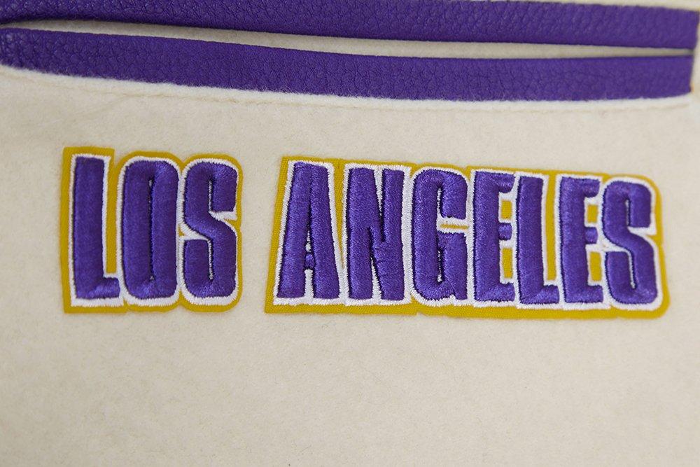 Pro Standard Women's Los Angeles Lakers Retro Classic Varsity Jacket - Eggshell/Purple - EGGSHELL/PURPLE Thumbnail View 6