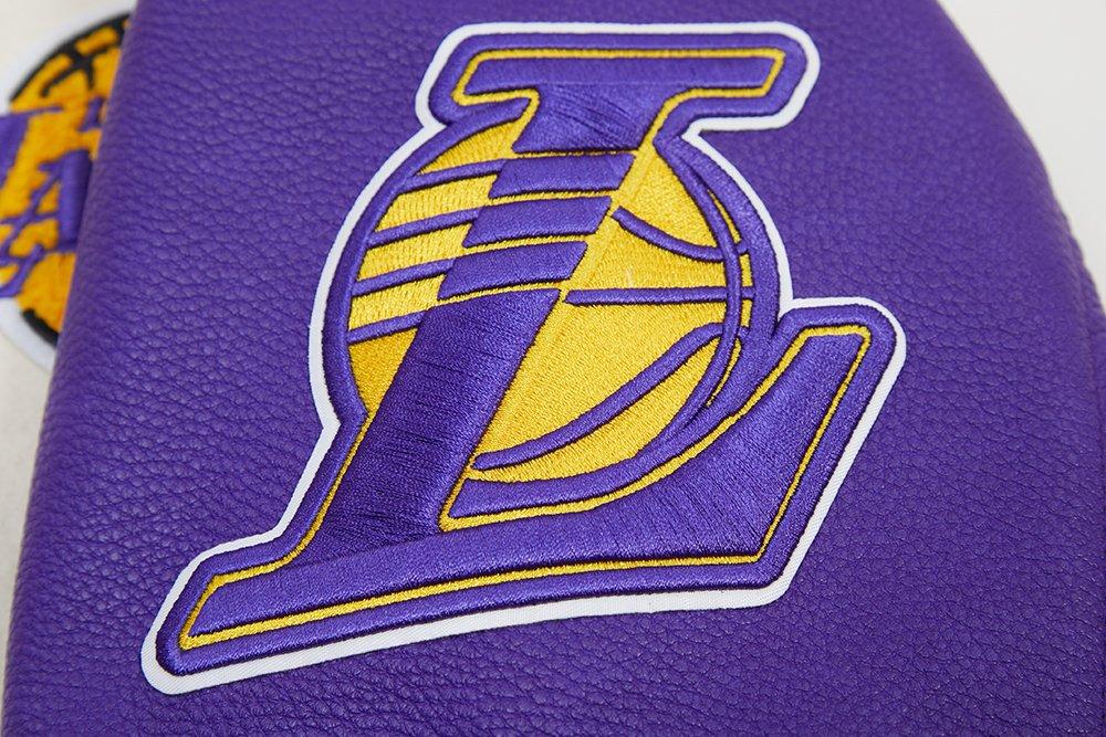 Pro Standard Women's Los Angeles Lakers Retro Classic Varsity Jacket - Eggshell/Purple - EGGSHELL/PURPLE Thumbnail View 9