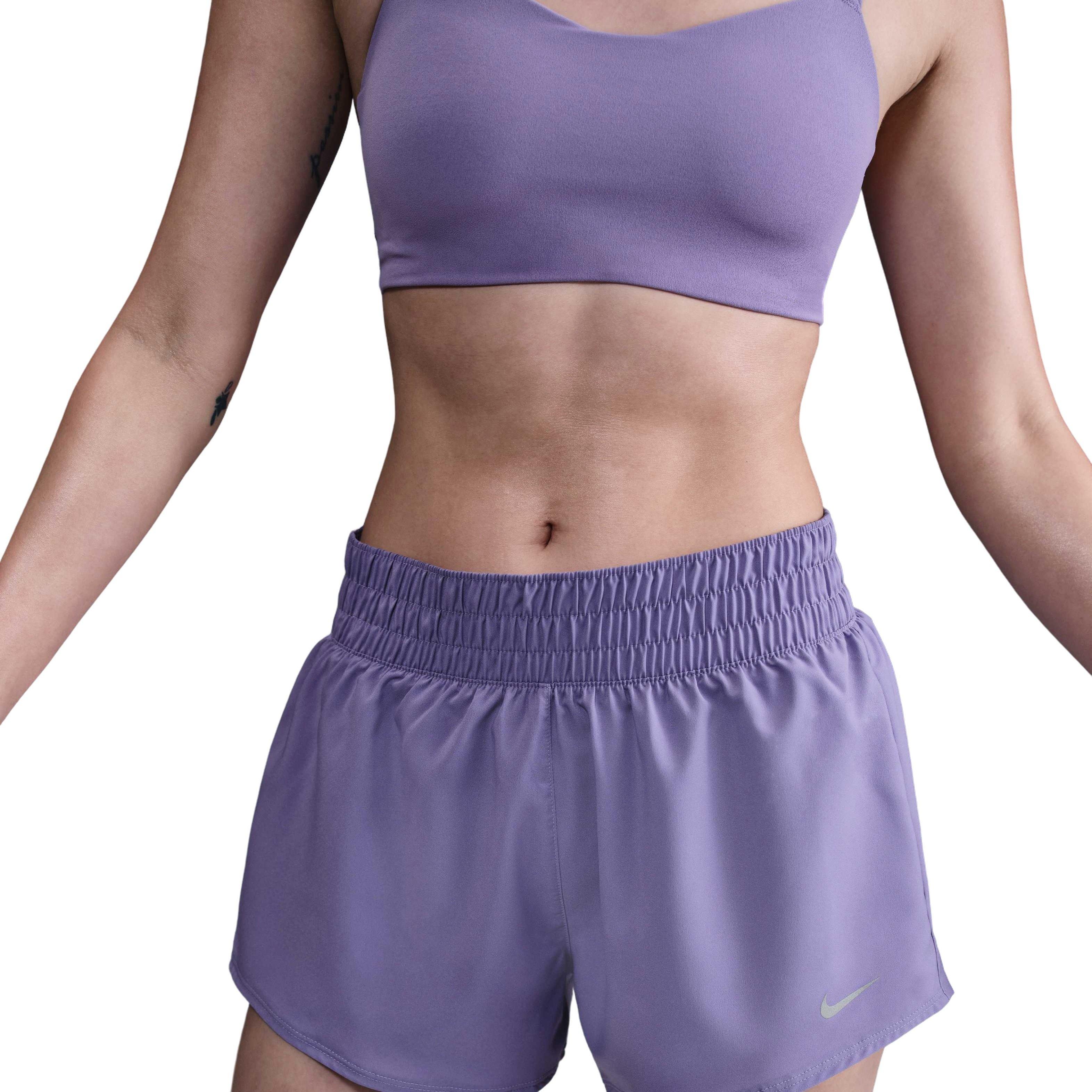 Nike Women's One Dri-FIT Mid-Rise 3" Brief-Lined Shorts - Purple - PURPLE Thumbnail View 1