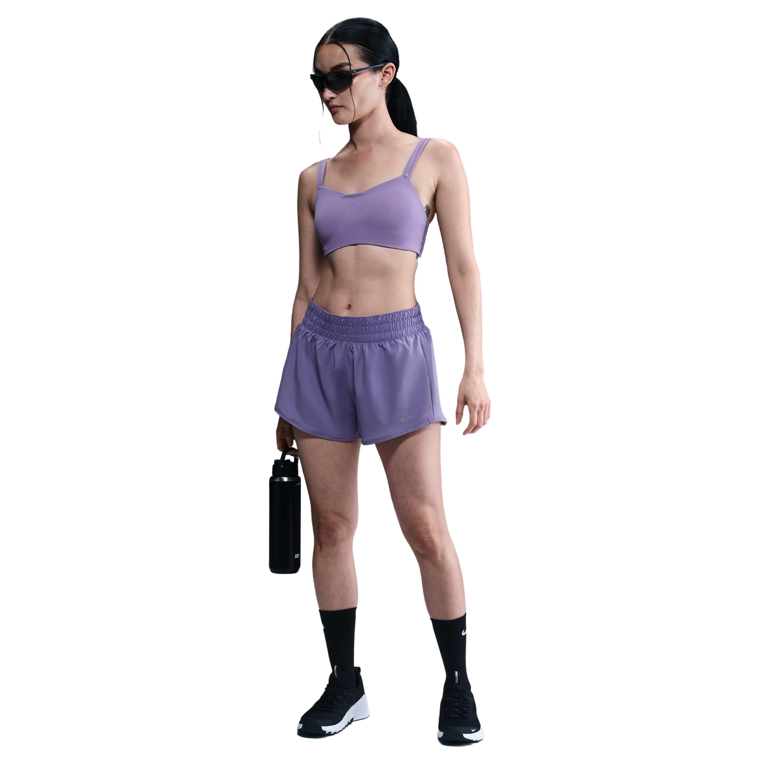 Nike Women's One Dri-FIT Mid-Rise 3" Brief-Lined Shorts - Purple - PURPLE Thumbnail View 3