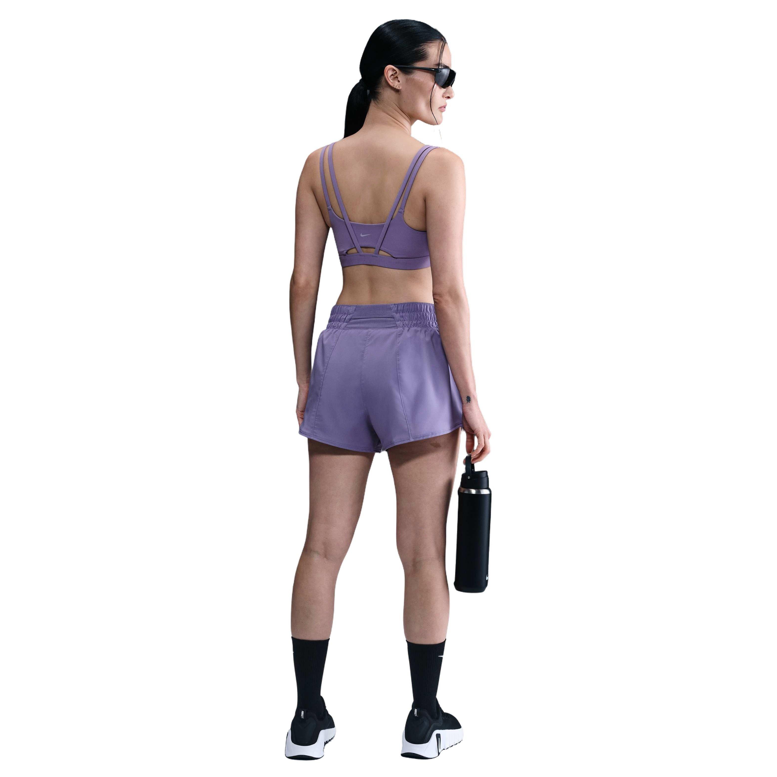 Nike Women's One Dri-FIT Mid-Rise 3" Brief-Lined Shorts - Purple - PURPLE Thumbnail View 4