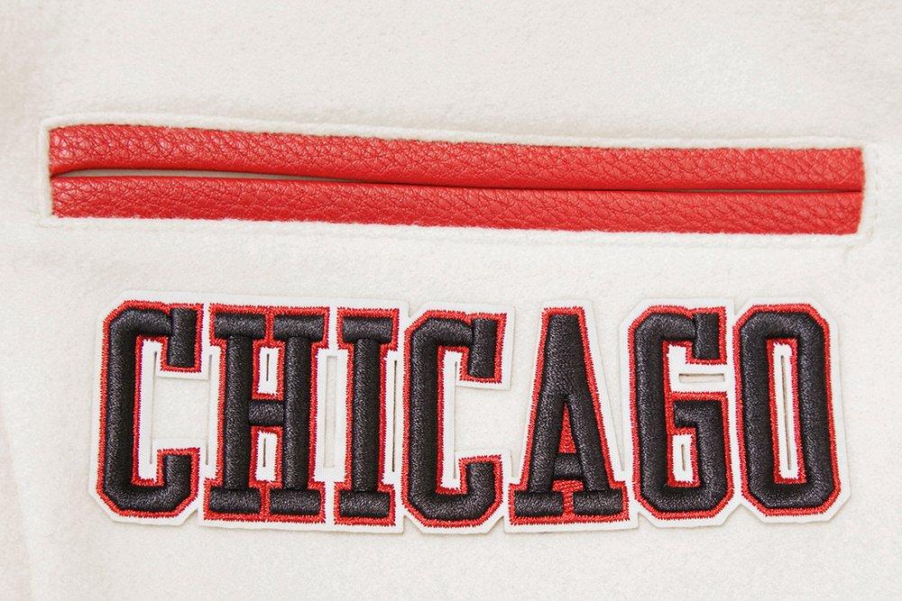 Pro Standard Women's Chicago Bulls Retro Classic Varsity Jacket - Eggshell/Red - EGGSHELL/RED Thumbnail View 11