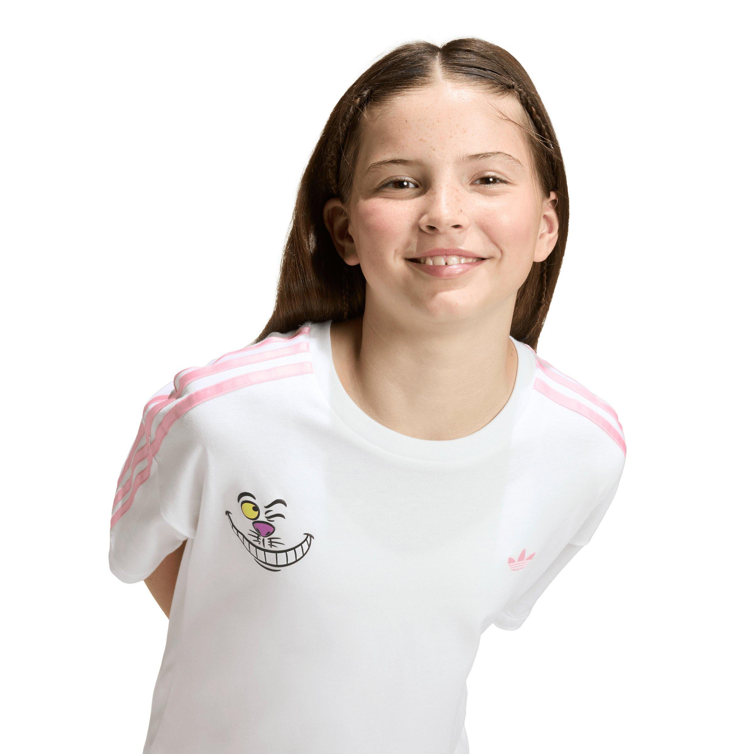 adidas Originals Big Girls' Disney Loose Batwing T-Shirt - White/Pink - WHITE/PINK Thumbnail View 3