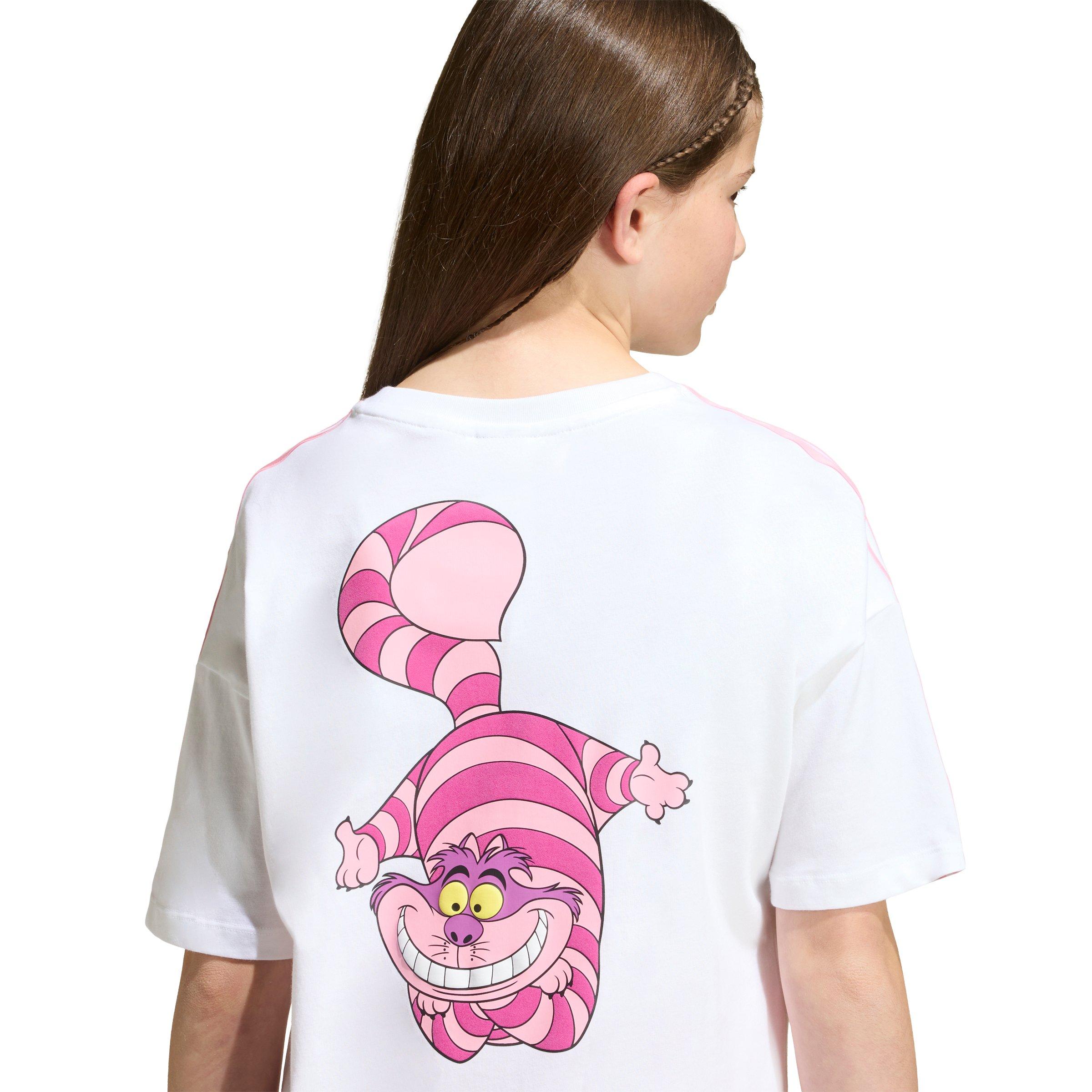 adidas Originals Big Girls' Disney Loose Batwing T-Shirt - White/Pink - WHITE/PINK Thumbnail View 4