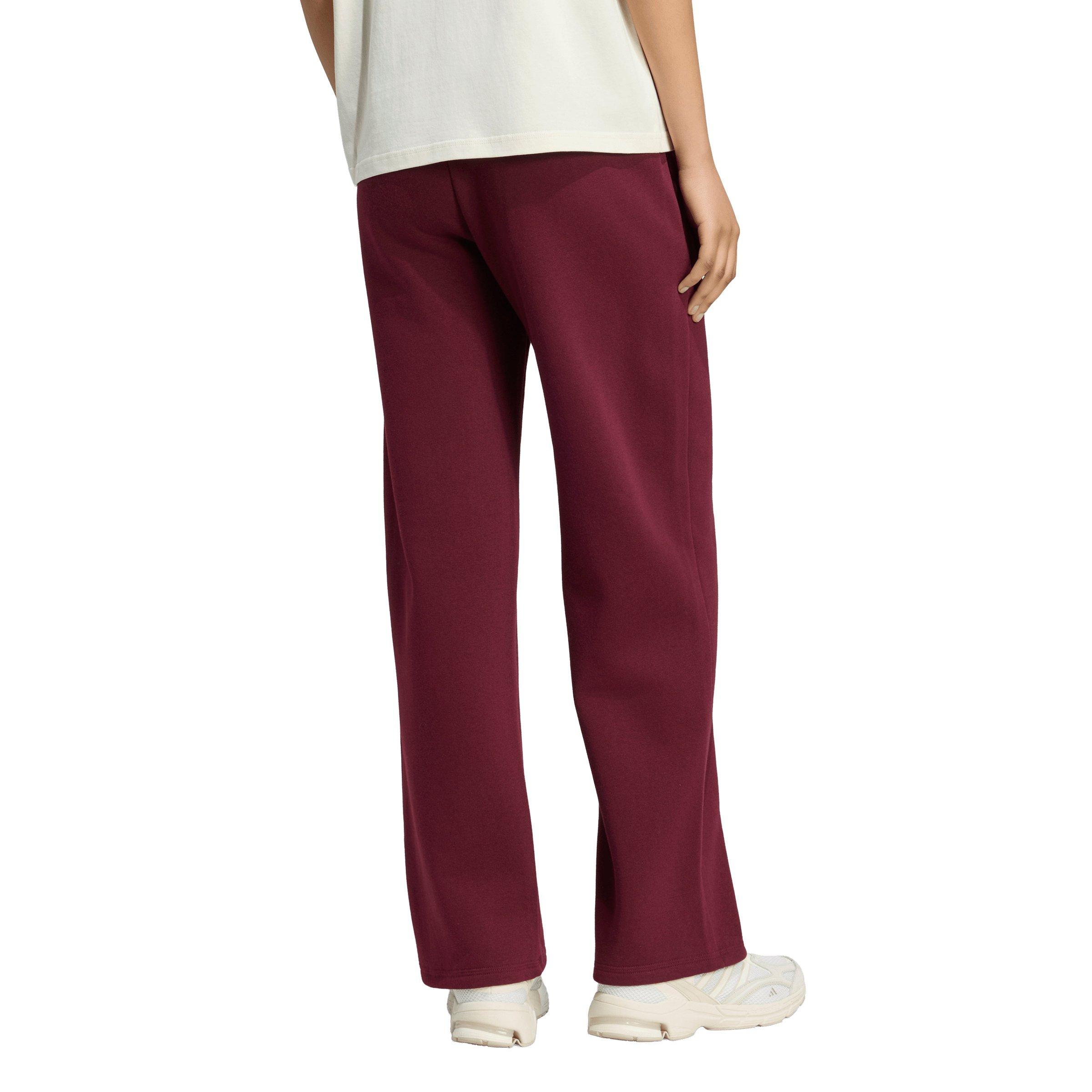 adidas Women's Essentials Small Logo Feel Cozy Open-Hem Pants - Maroon - MAROON